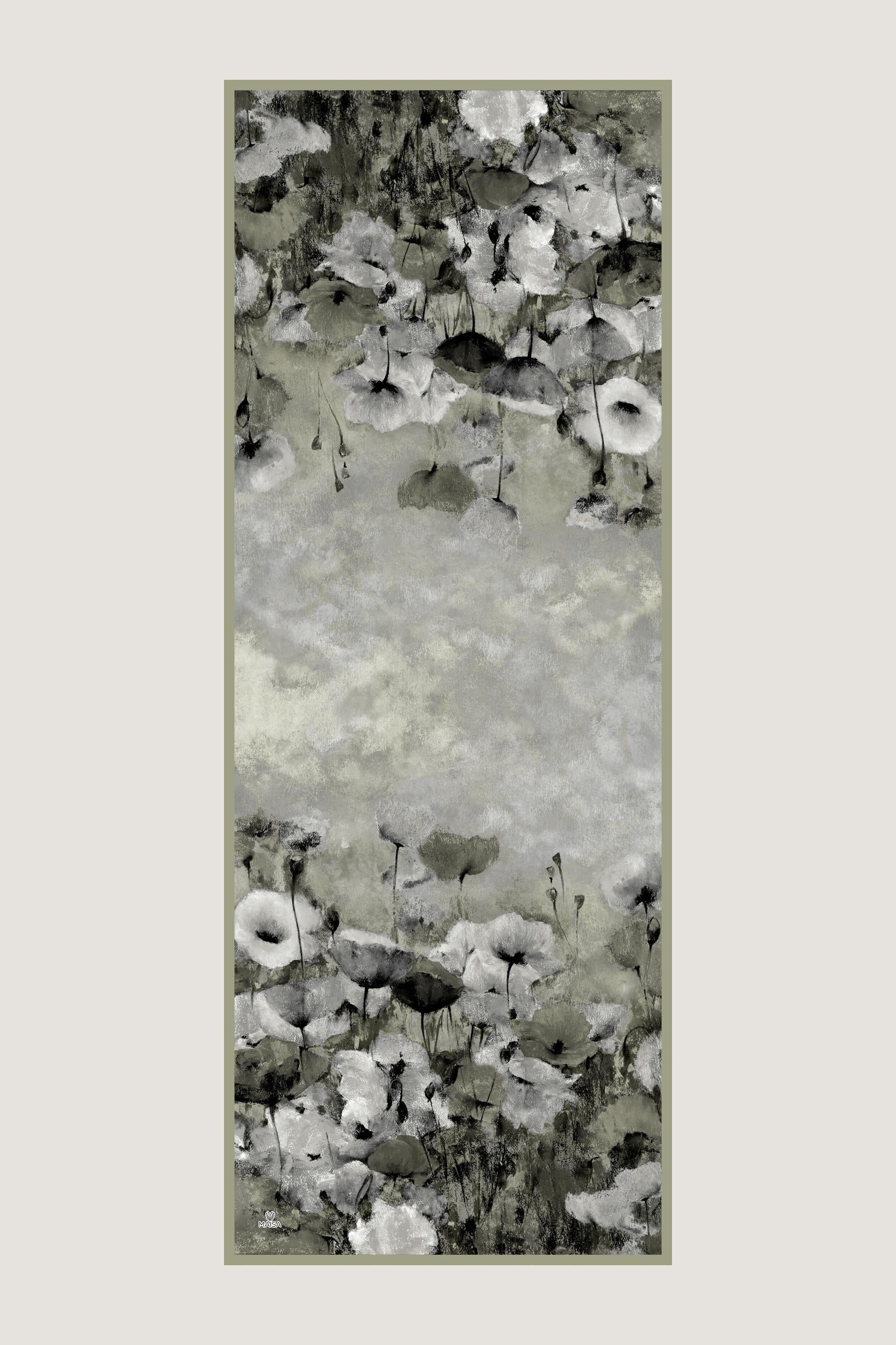 GELİNCİK KREP İPEK ŞAL 70*190 CM - GRİ