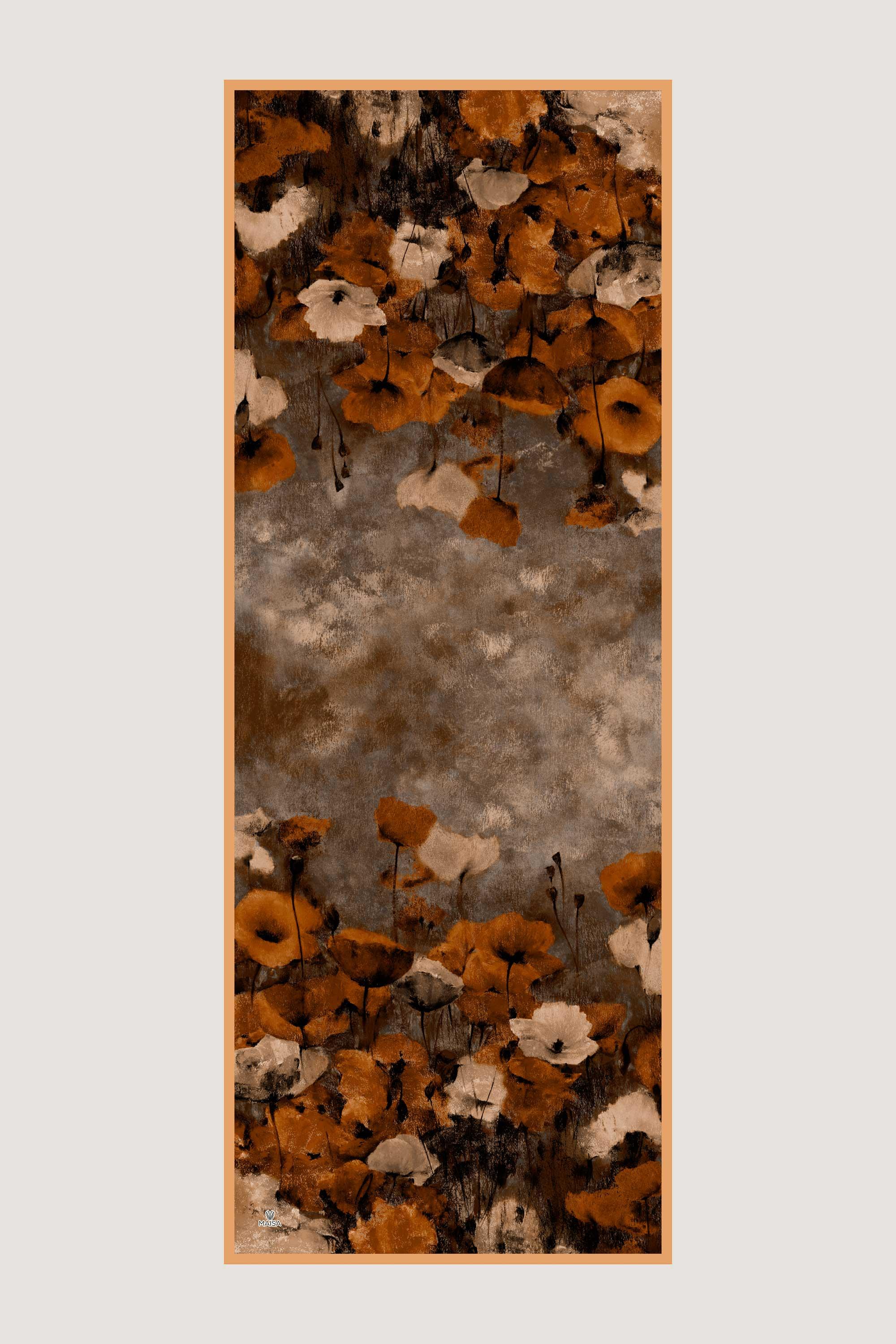 GELİNCİK KREP İPEK ŞAL 70*190 CM - KAHVERENGİ