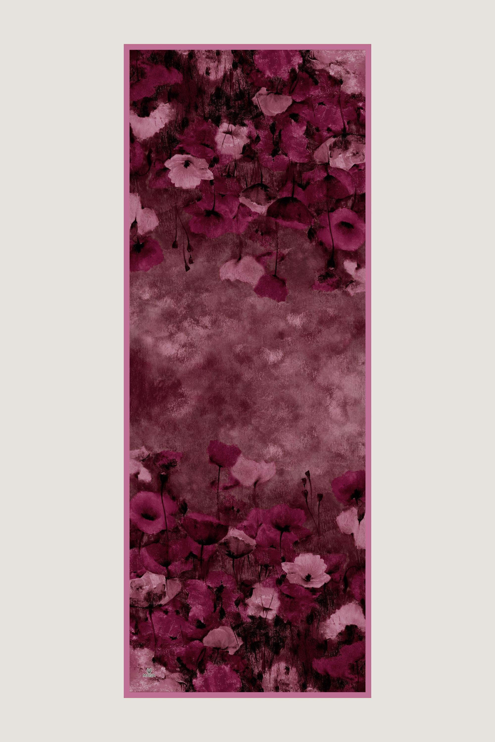 GELİNCİK KREP İPEK ŞAL 70*190 CM - MÜRDÜM
