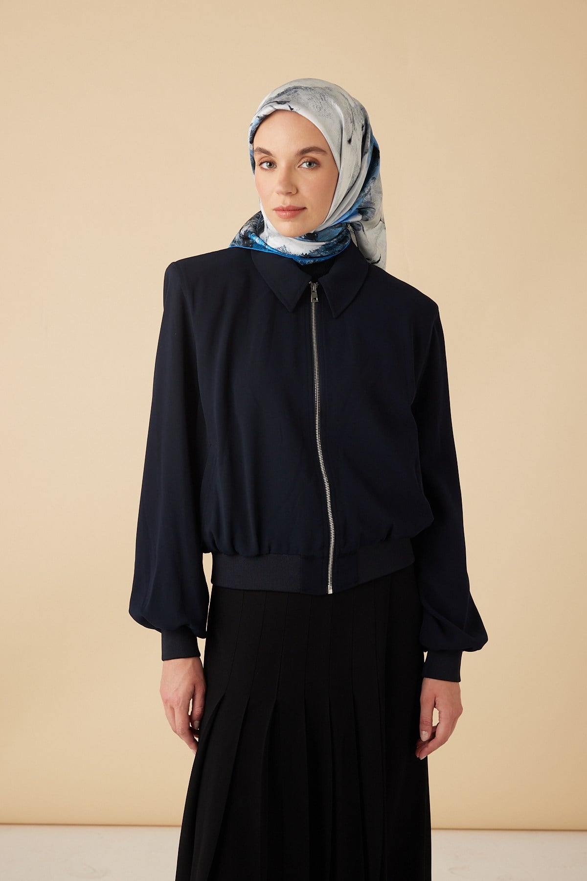 GELİNCİK TİVİL İPEK EŞARP 90*90 CM - MAVİ