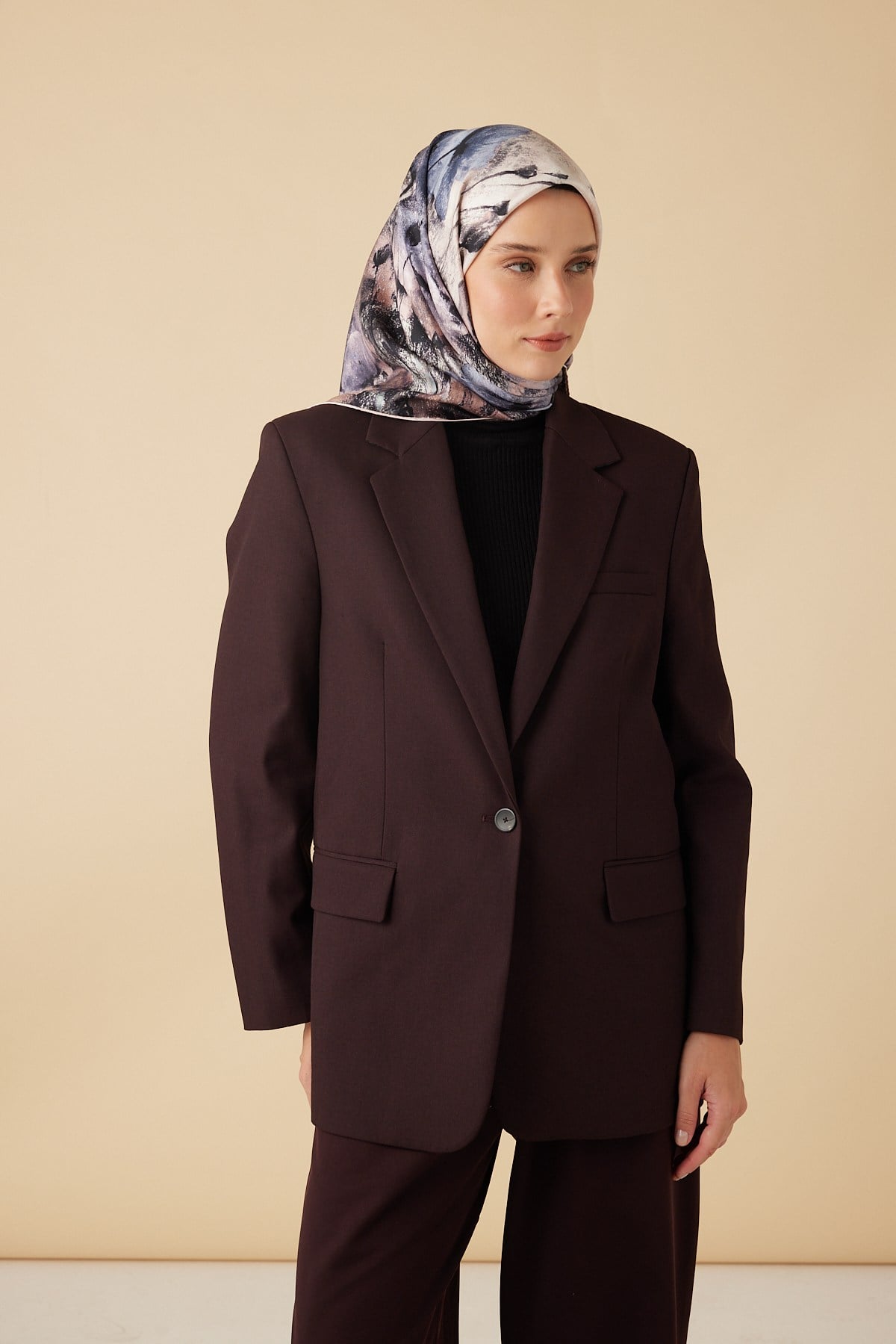 GELİNCİK TİVİL İPEK EŞARP 90*90 CM - PUDRA PEMBE