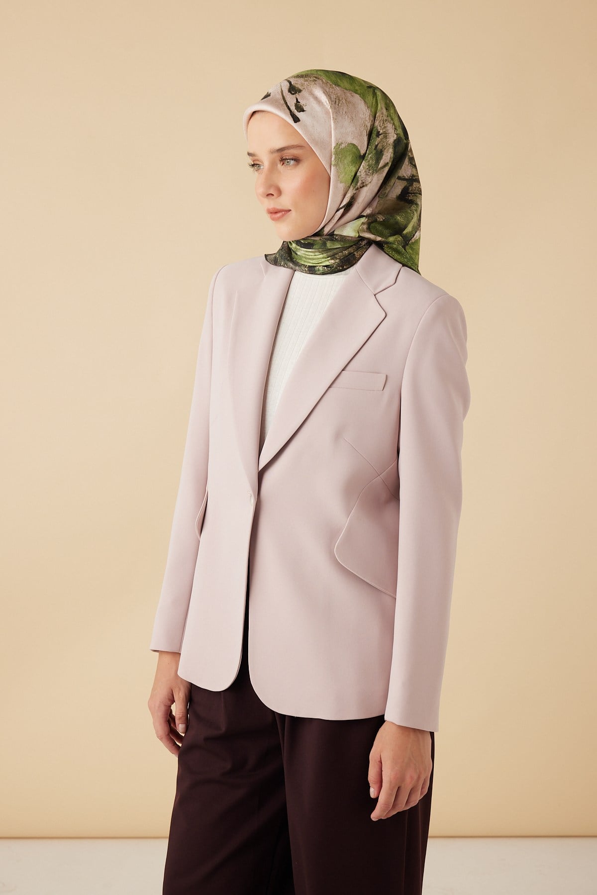 GELİNCİK TİVİL İPEK EŞARP 90*90 CM - YEŞİL