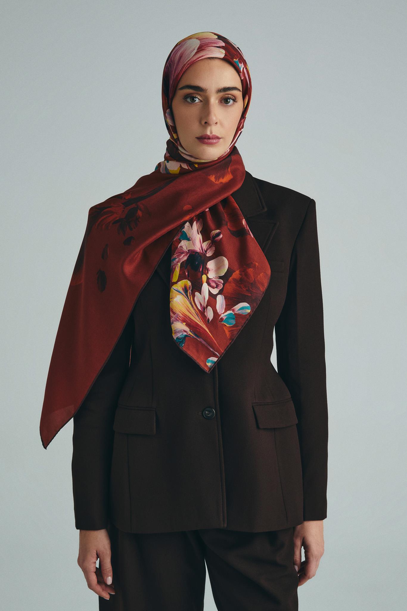 GEM PAMUK İPEK ŞAL 70*190 CM - KAHVERENGİ