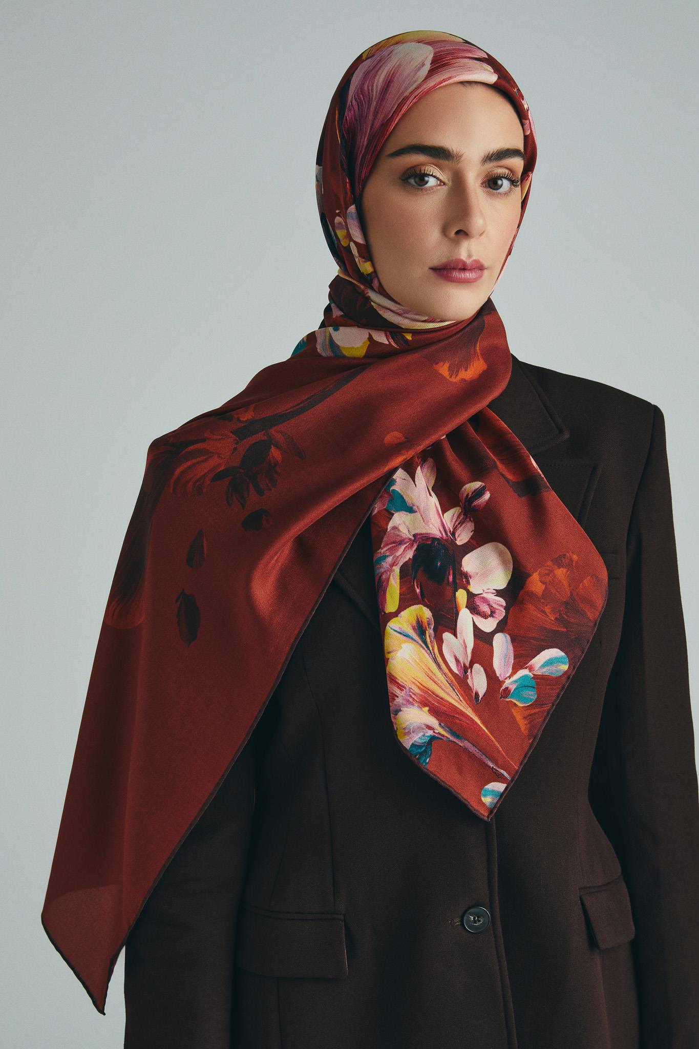 GEM PAMUK İPEK ŞAL 70*190 CM - KAHVERENGİ
