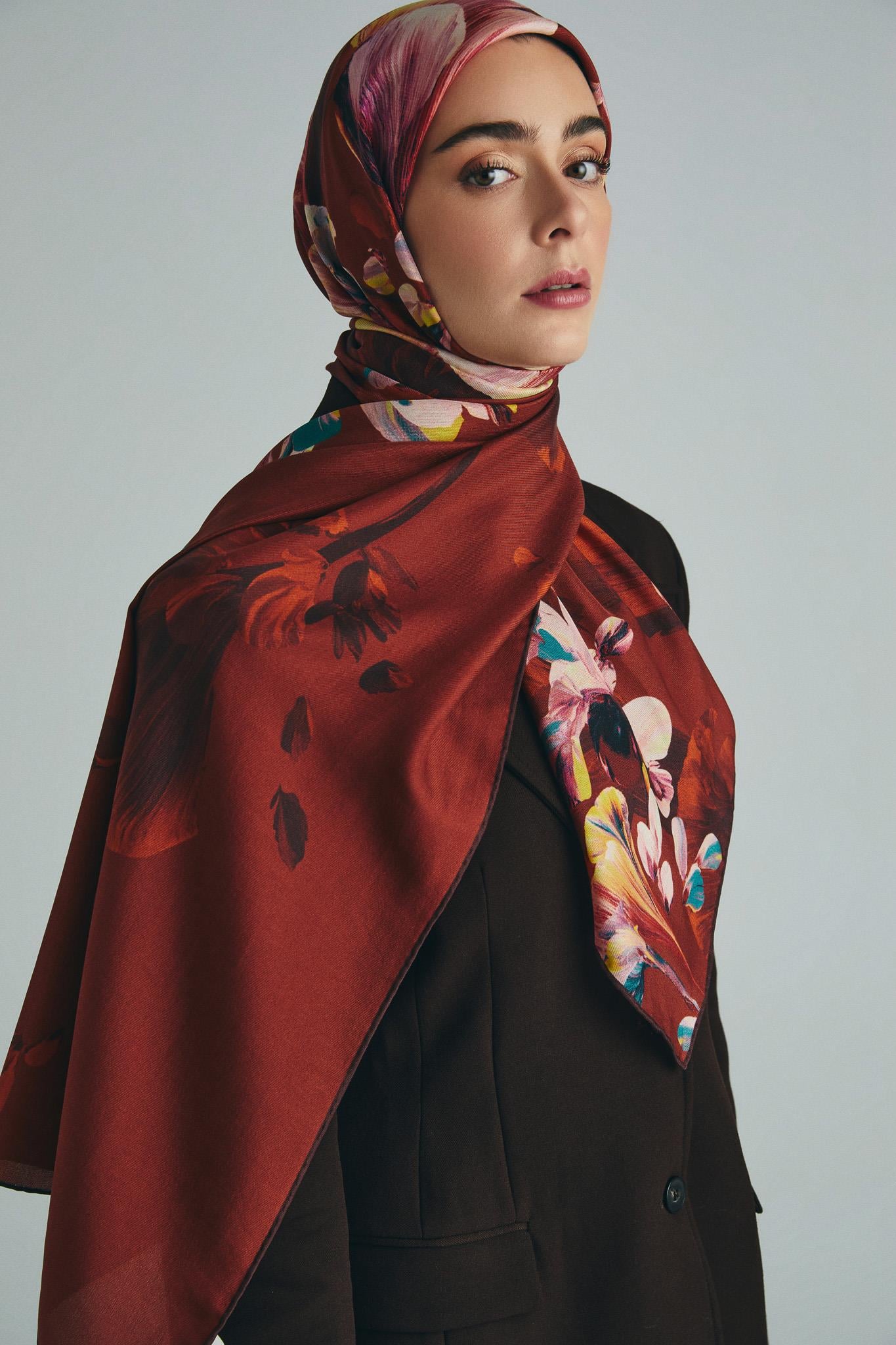 GEM PAMUK İPEK ŞAL 70*190 CM - KAHVERENGİ
