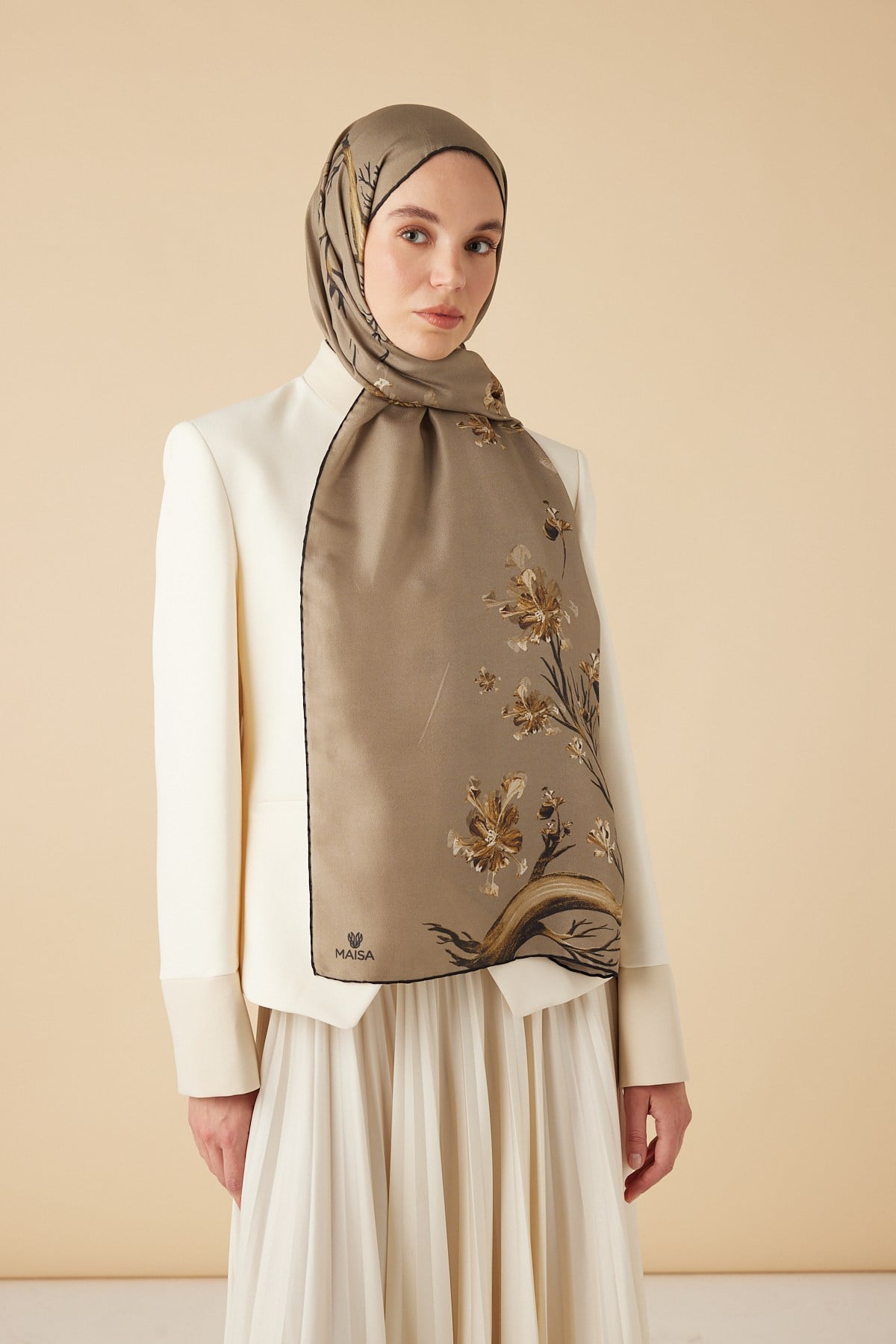 GEVHER PAMUK İPEK ŞAL 70*190 CM - CAMEL