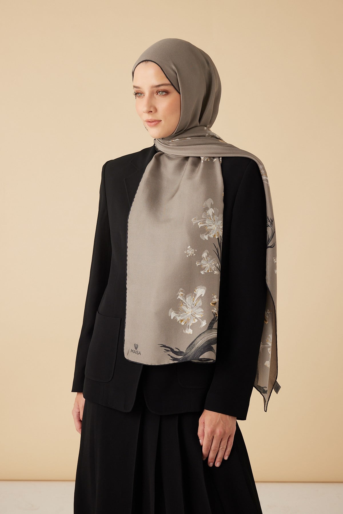 GEVHER PAMUK İPEK ŞAL 70*190 CM - GRİ