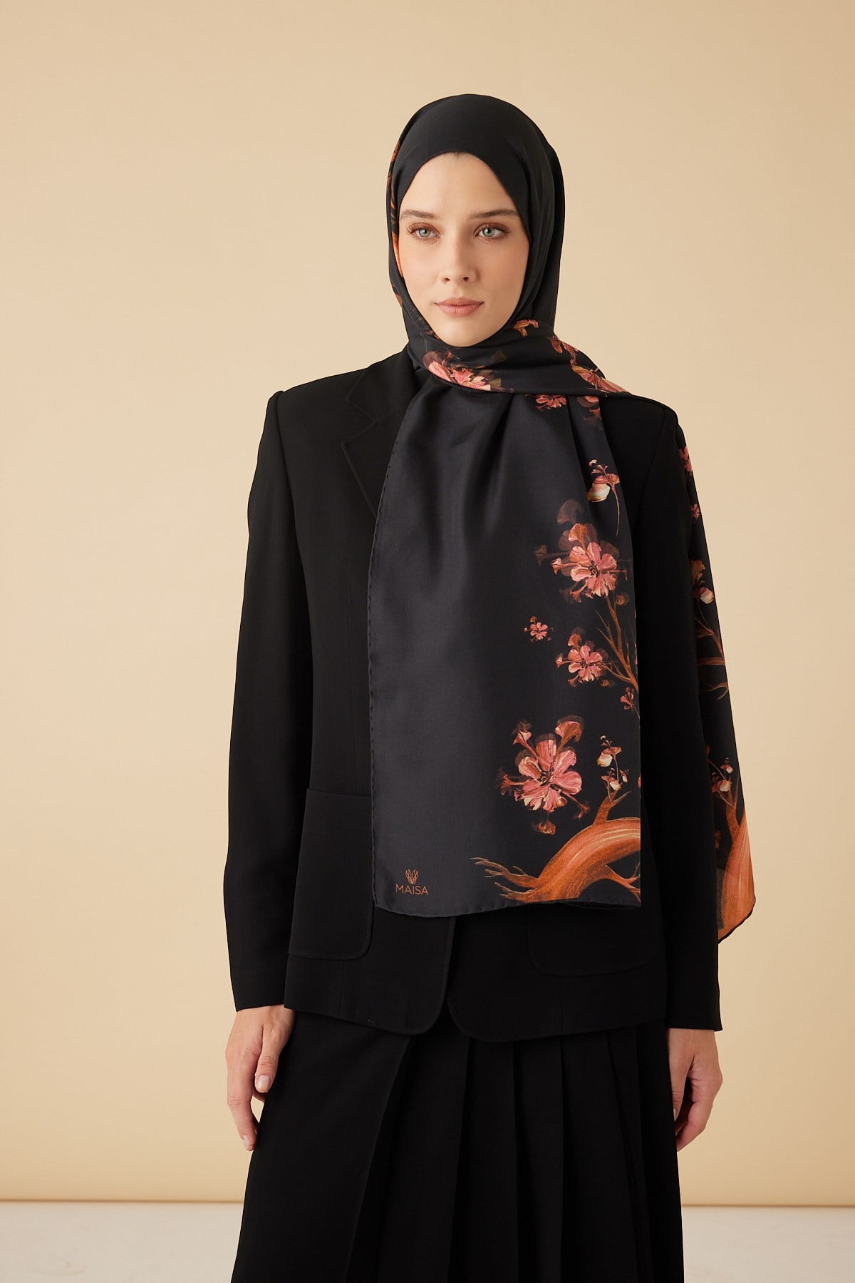 GEVHER PAMUK İPEK ŞAL 70*190 CM - SİYAH