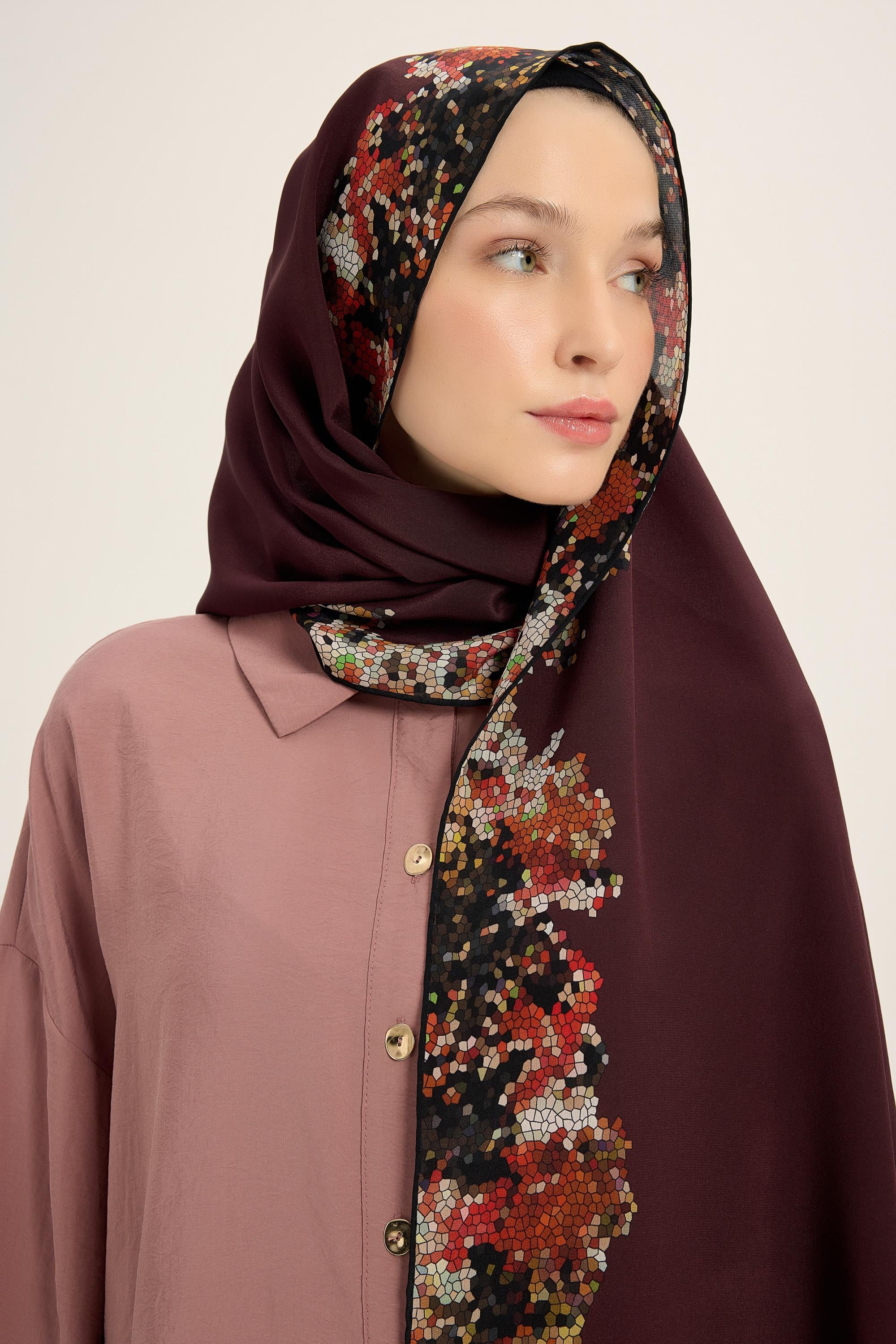 GİNA KREP İPEK ŞAL 70*190 CM - BORDO