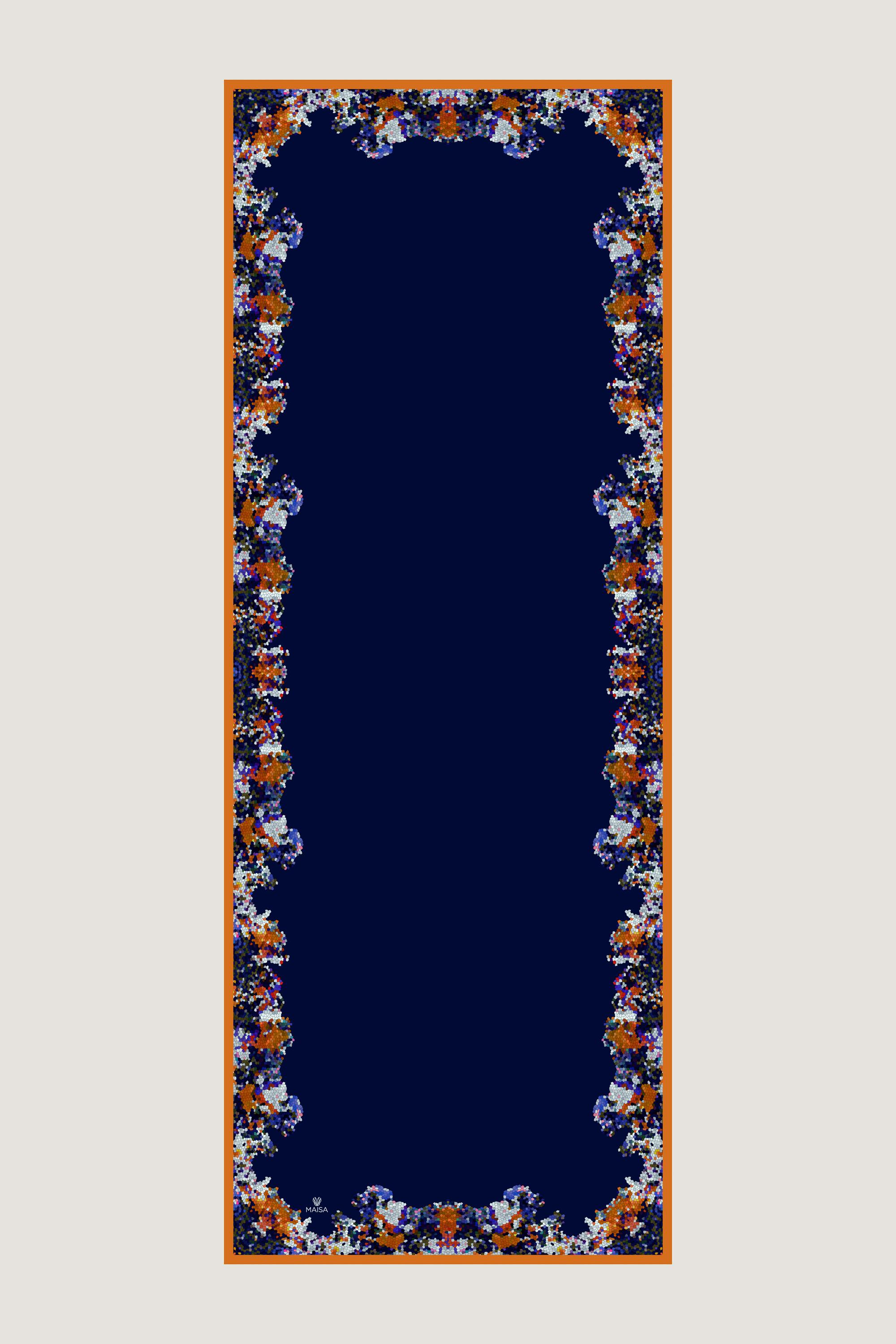 GİNA KREP İPEK ŞAL 70*190 CM - LACİVERT