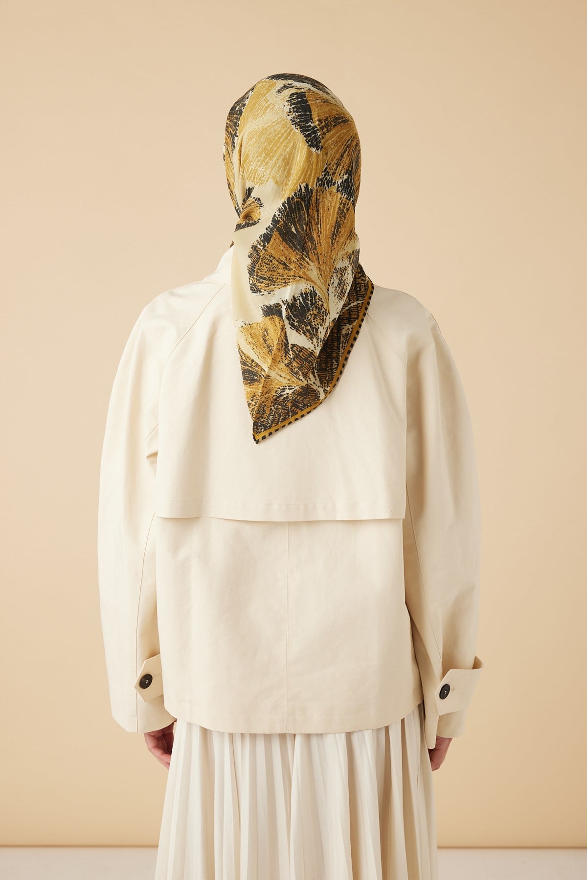 GİNKO YÜN ÜÇGEN ŞAL 140*140/2 CM - HARDAL