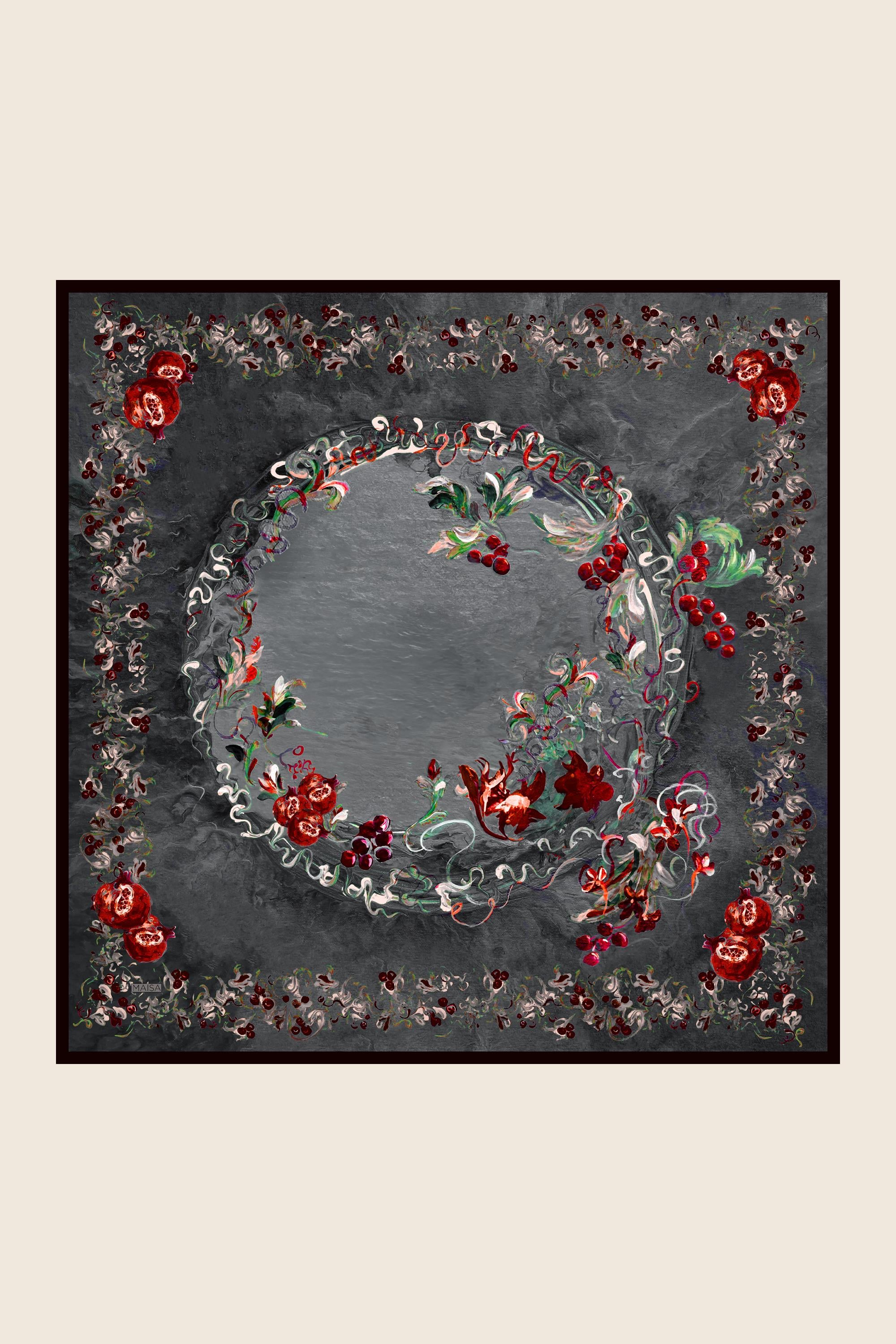 GÖKNAR MULBERRY İPEK EŞARP 90*90 CM - ANTRASİT