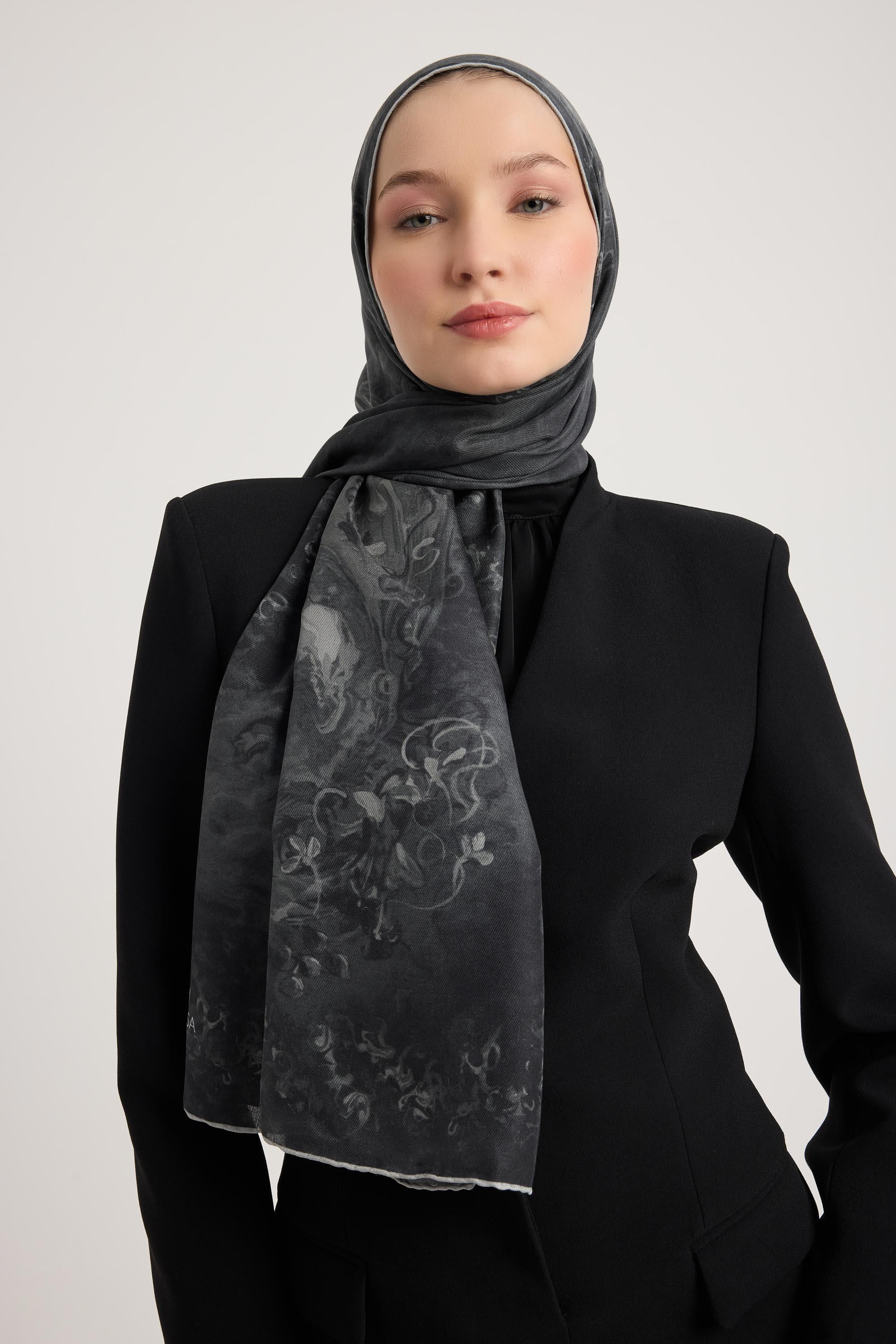GÖKNAR PAMUK İPEK ŞAL 70*190 CM - SİYAH