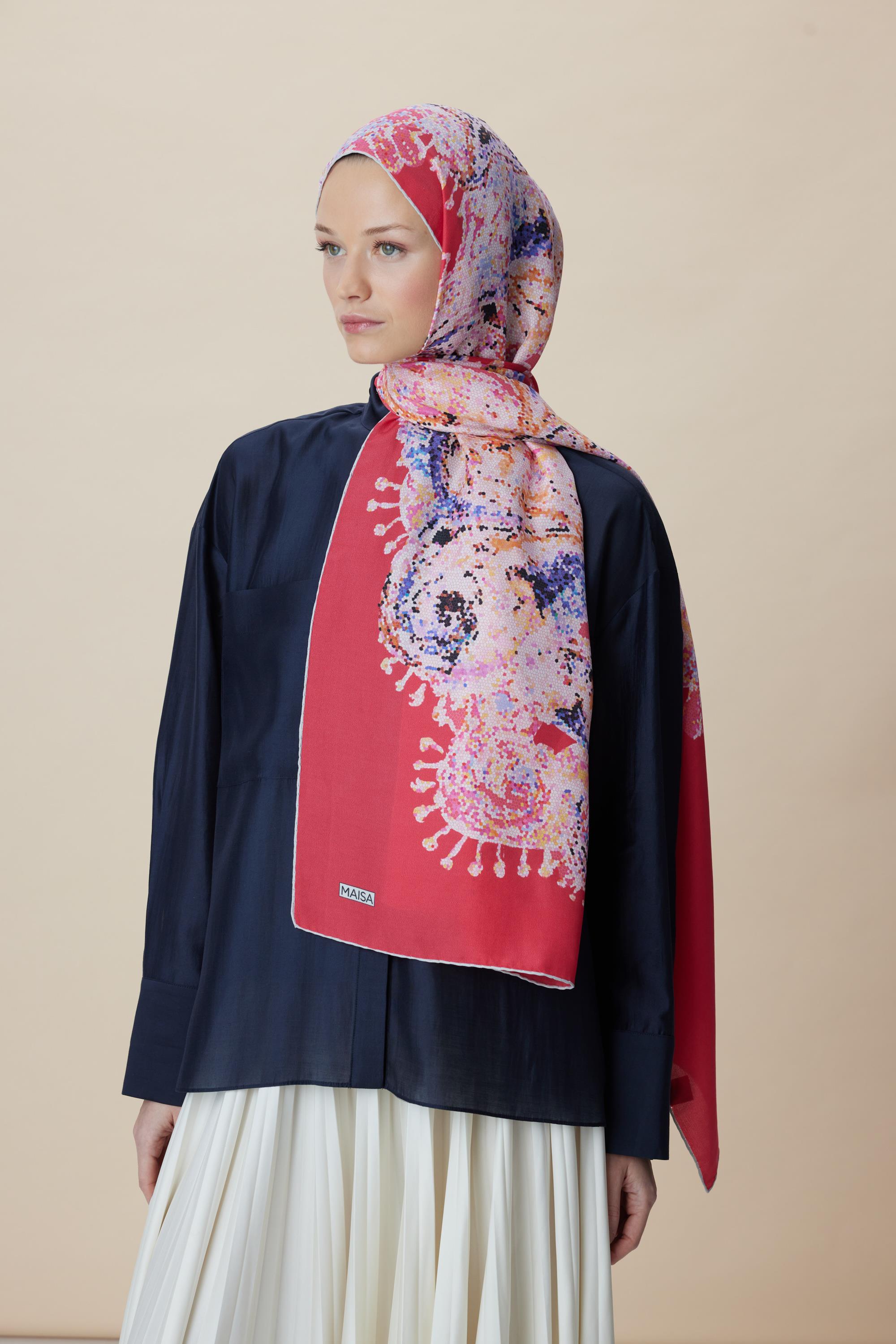 HAZİNE PAMUK İPEK ŞAL 70*190 CM - KIRMIZI