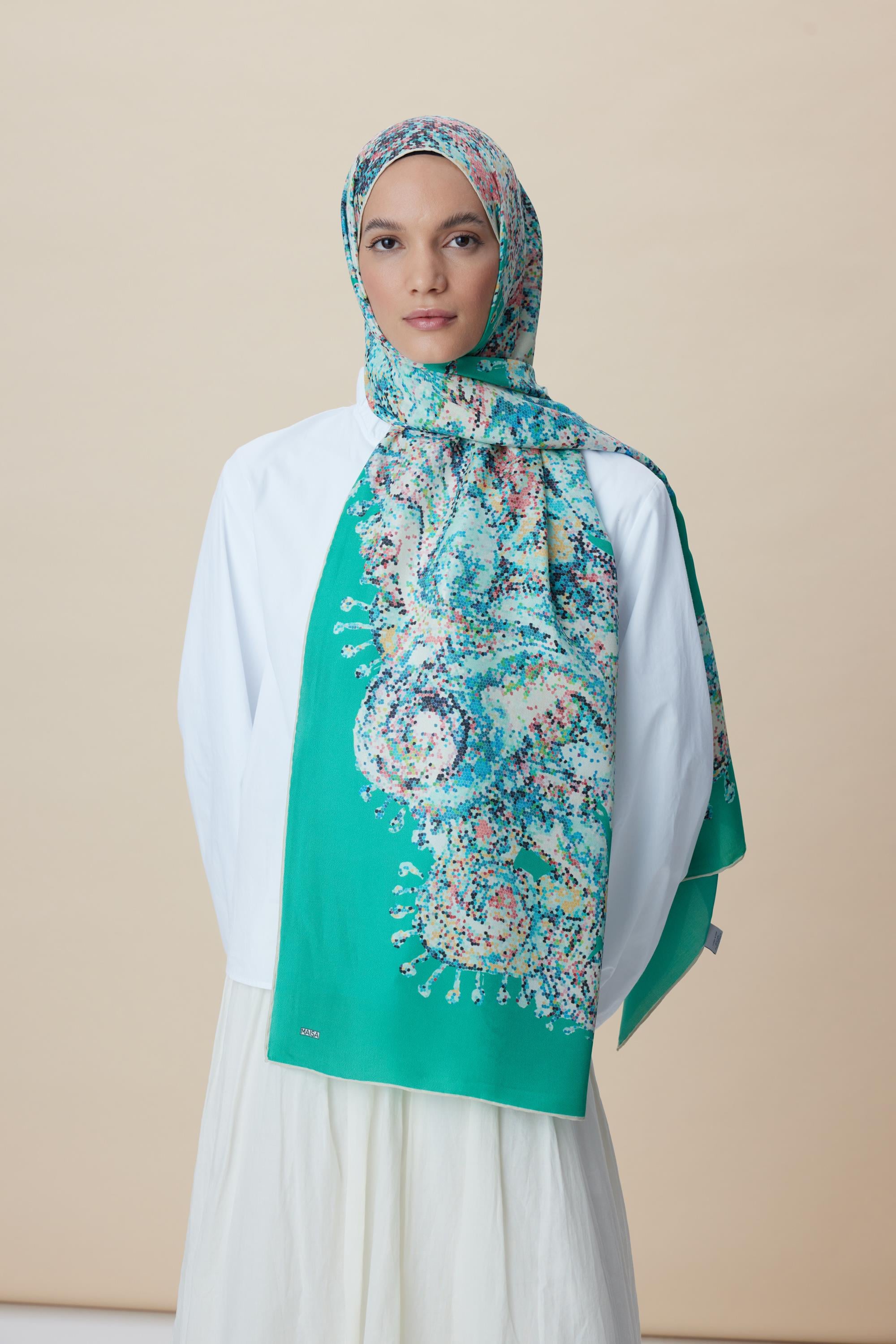 HAZİNE PAMUK İPEK ŞAL 70*190 CM - YEŞİL
