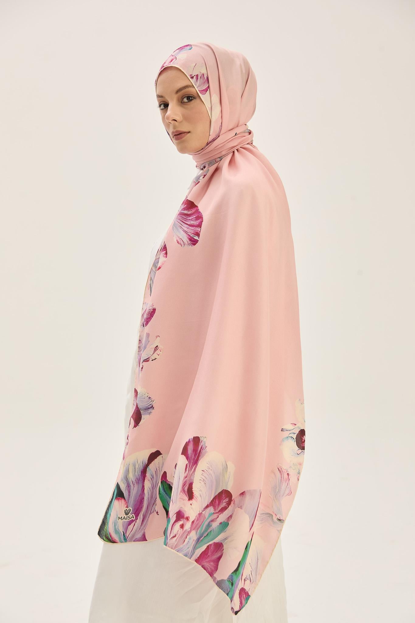 HUŞ PAMUK İPEK ŞAL 70*190 CM - PUDRA PEMBE