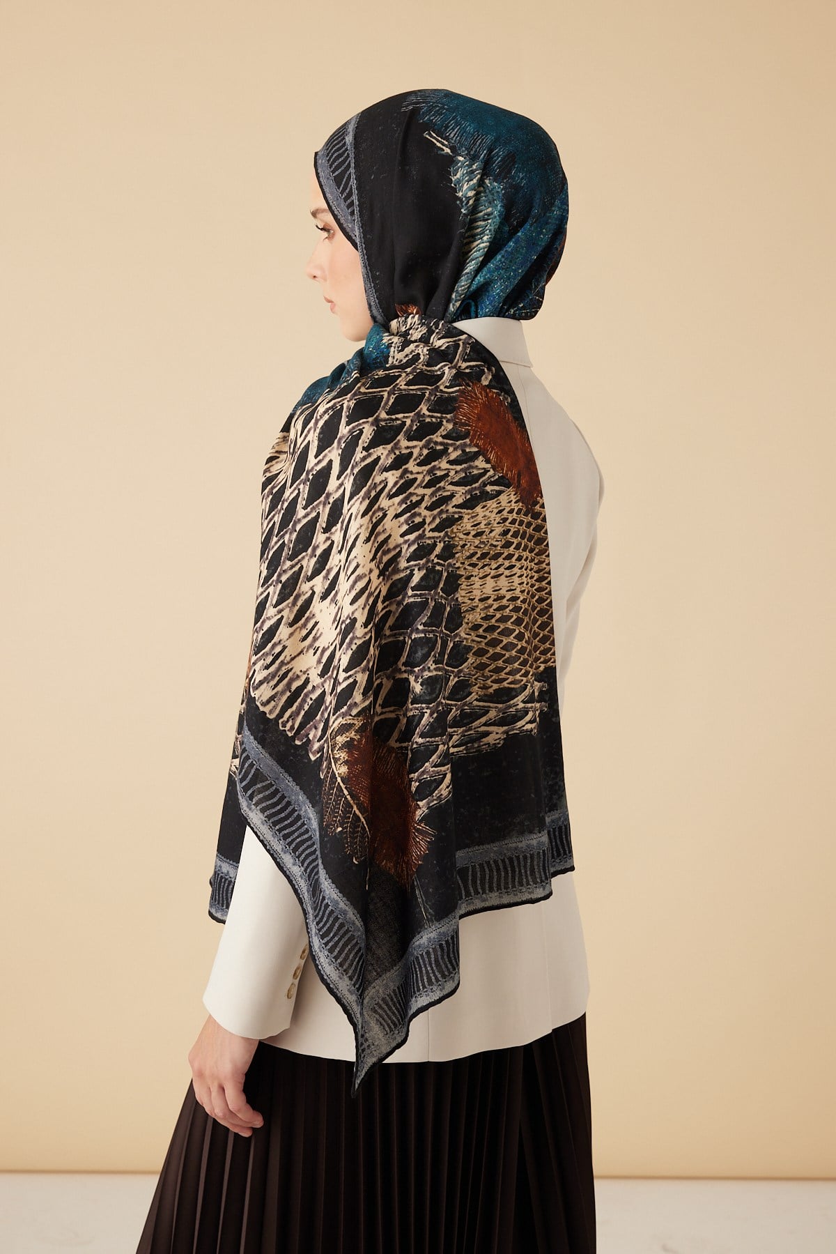 İLMEK YÜN İPEK KAŞMİR ŞAL 70*200 CM - LACİVERT