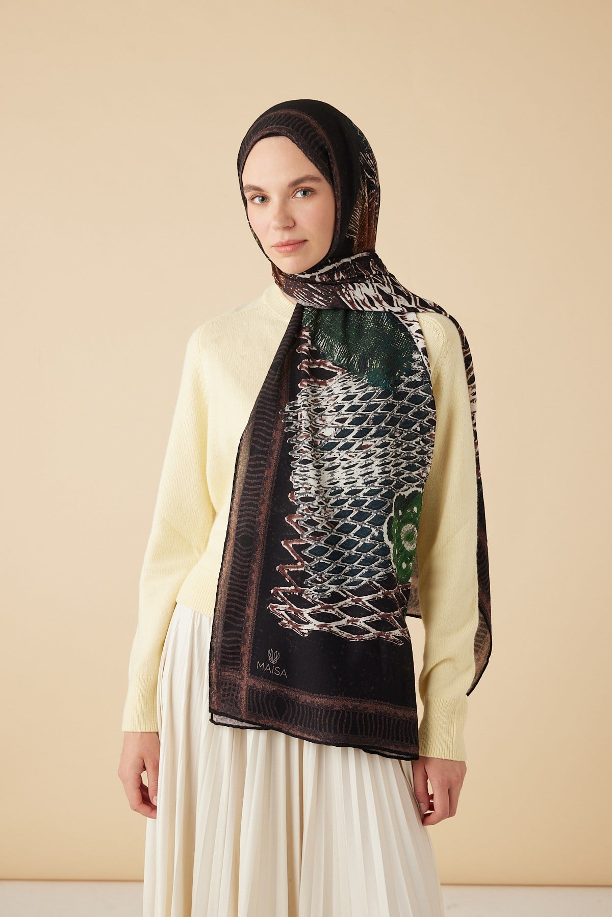 İLMEK YÜN İPEK KAŞMİR ŞAL 70*200 CM - SİYAH