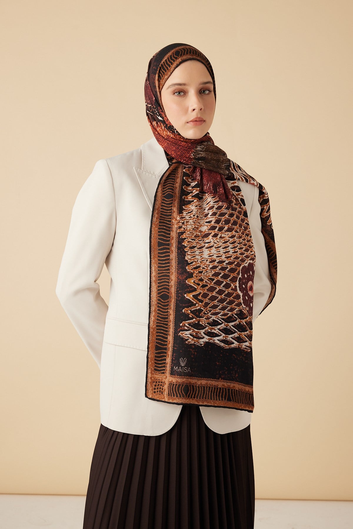 İLMEK YÜN İPEK KAŞMİR ŞAL 70*200 CM - TURUNCU