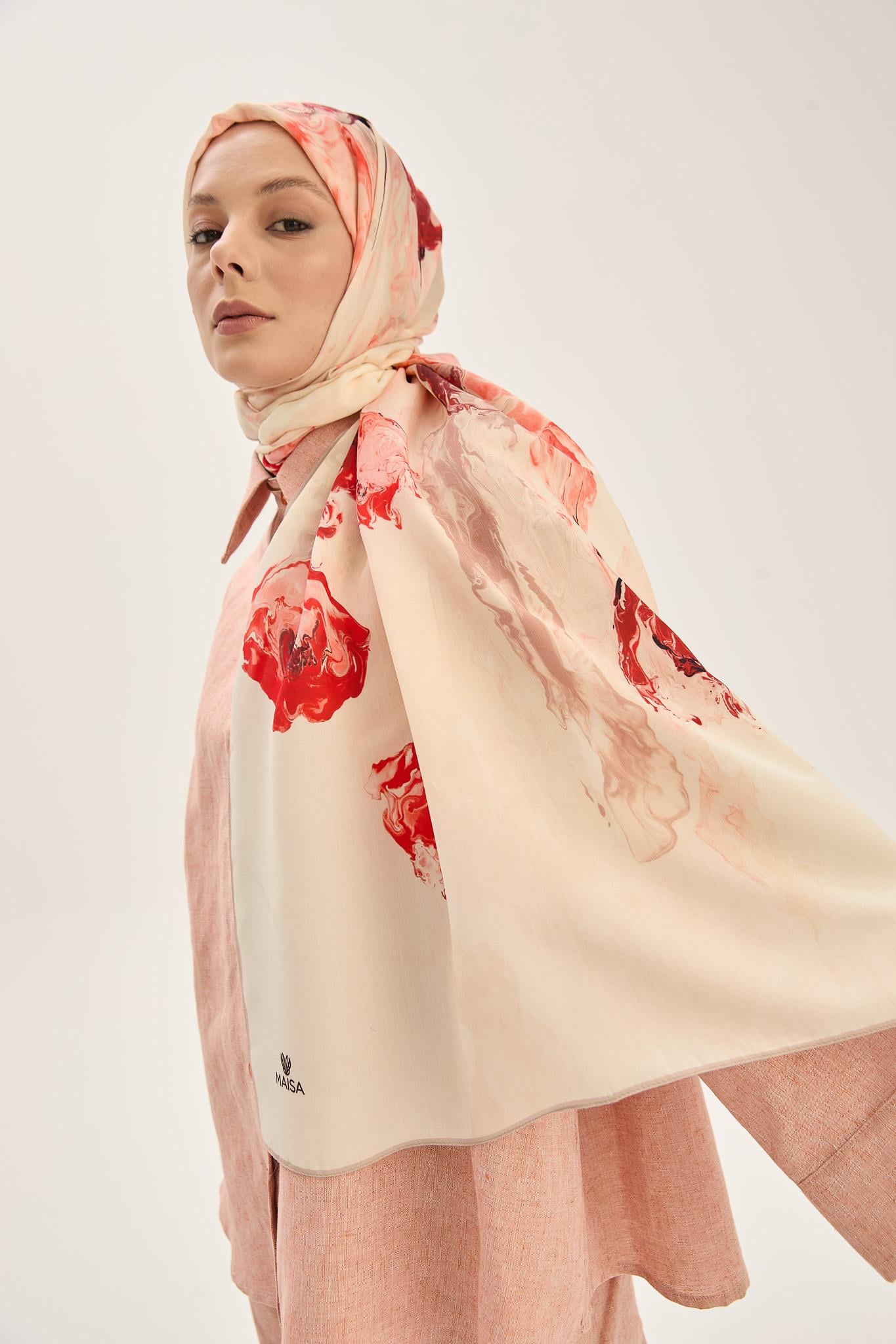 İRİS FLOŞ VİSKON 70*190CM ŞAL - KIRMIZI 