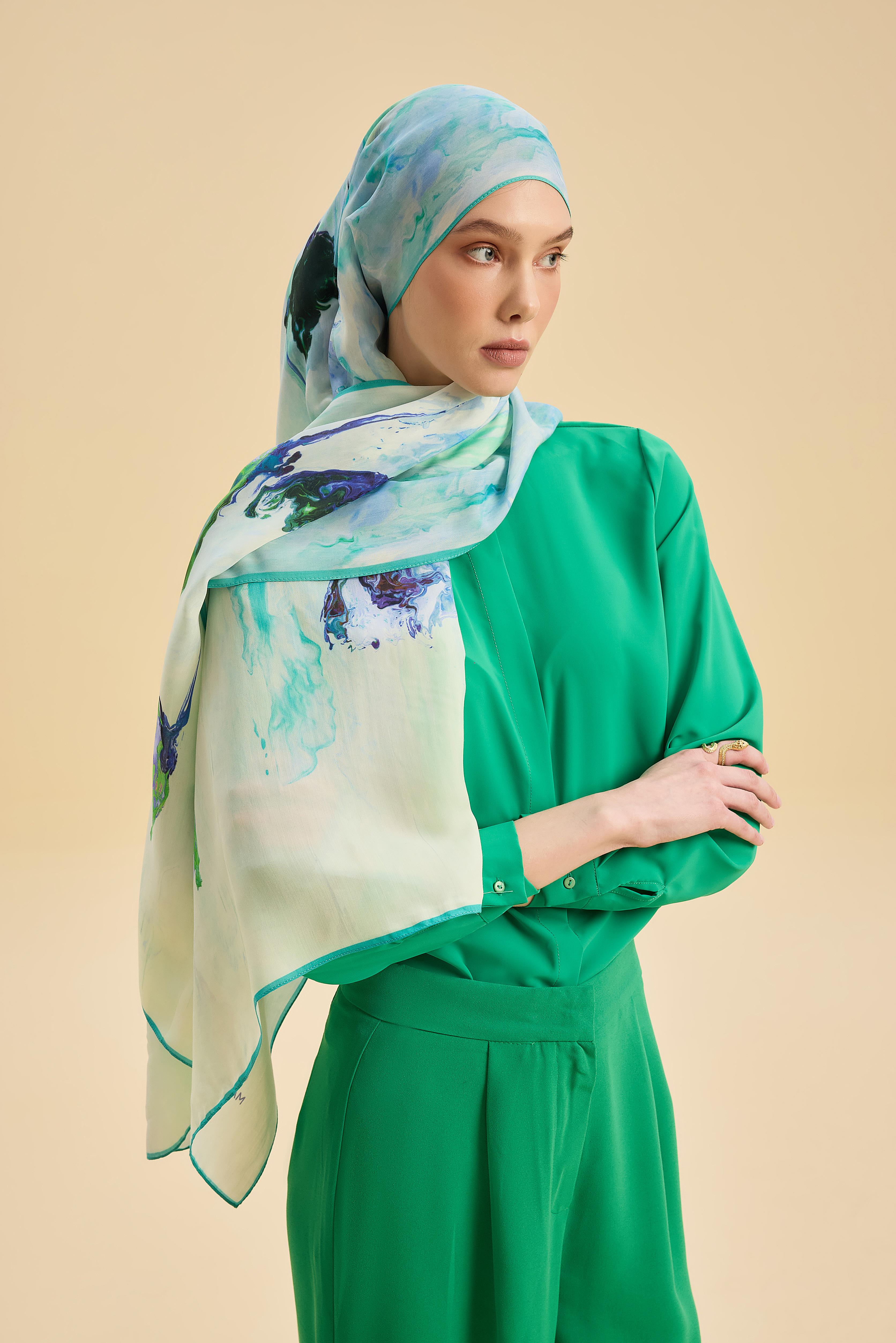 İRİS FLOŞ VİSKON 70*190CM ŞAL - YEŞİL 