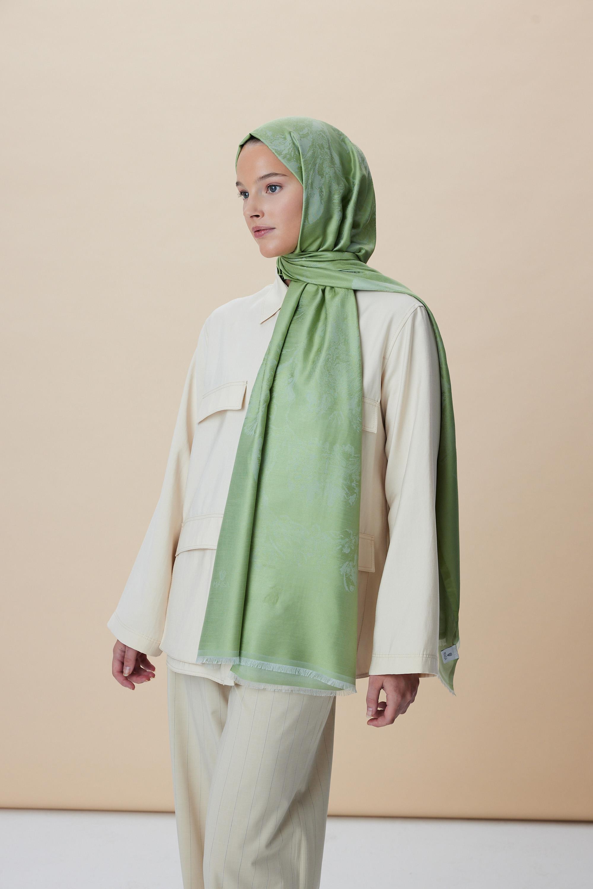 JADE JAKARLI MODAL İPEK ŞAL 70*200 CM - AÇIK YEŞİL