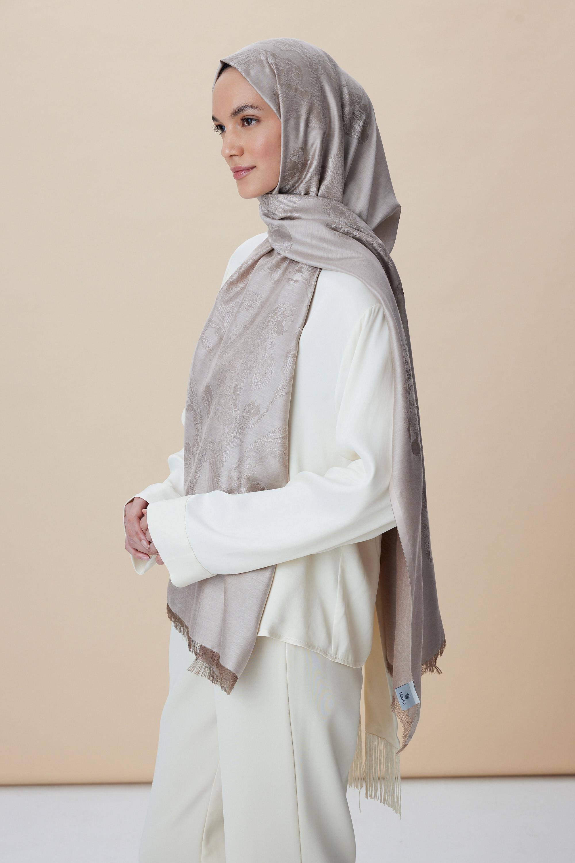 JADE JAKARLI MODAL İPEK ŞAL 70*200 CM - AÇIK VİZON