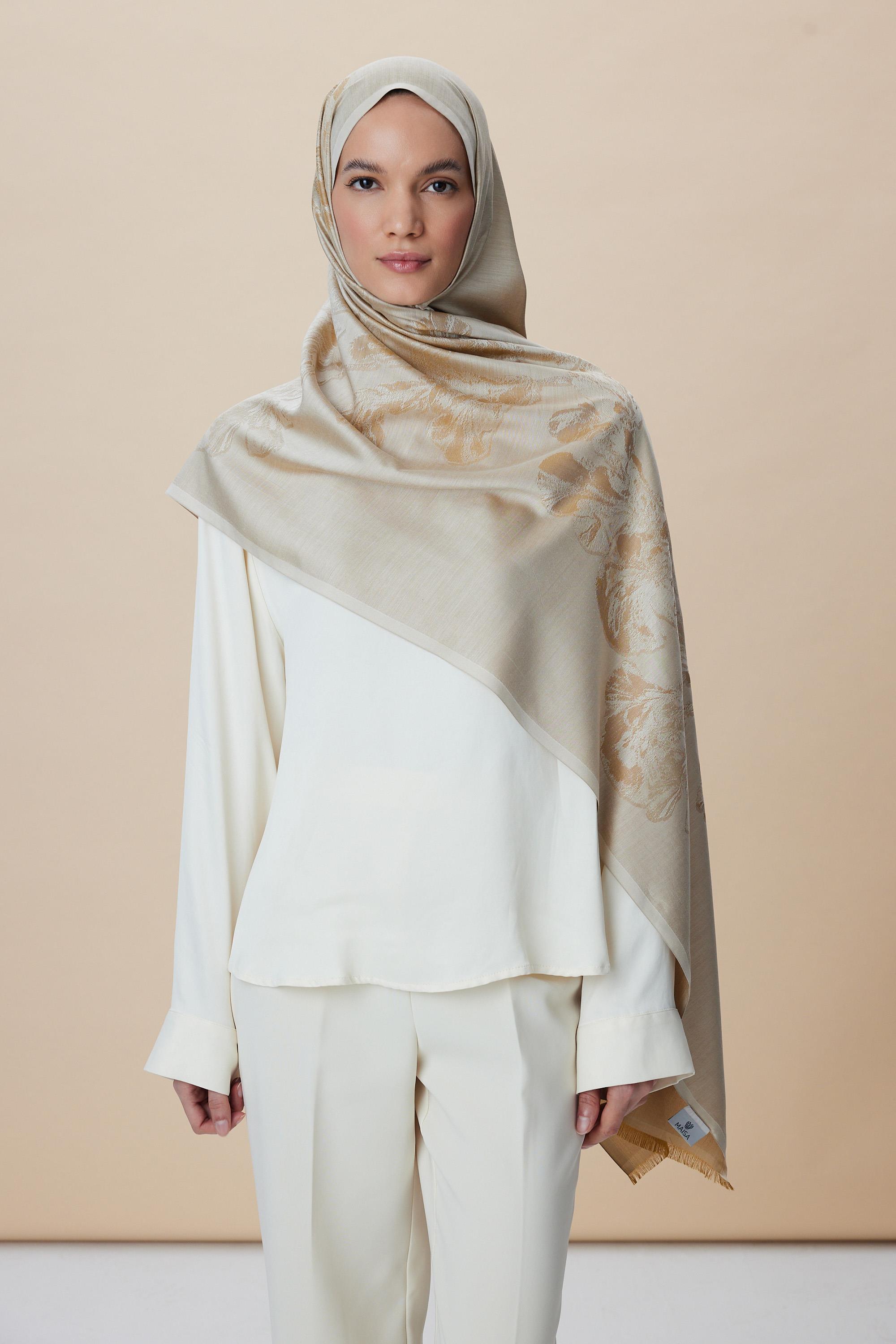 JADE JAKARLI MODAL İPEK ŞAL 70*200 CM - BEJ