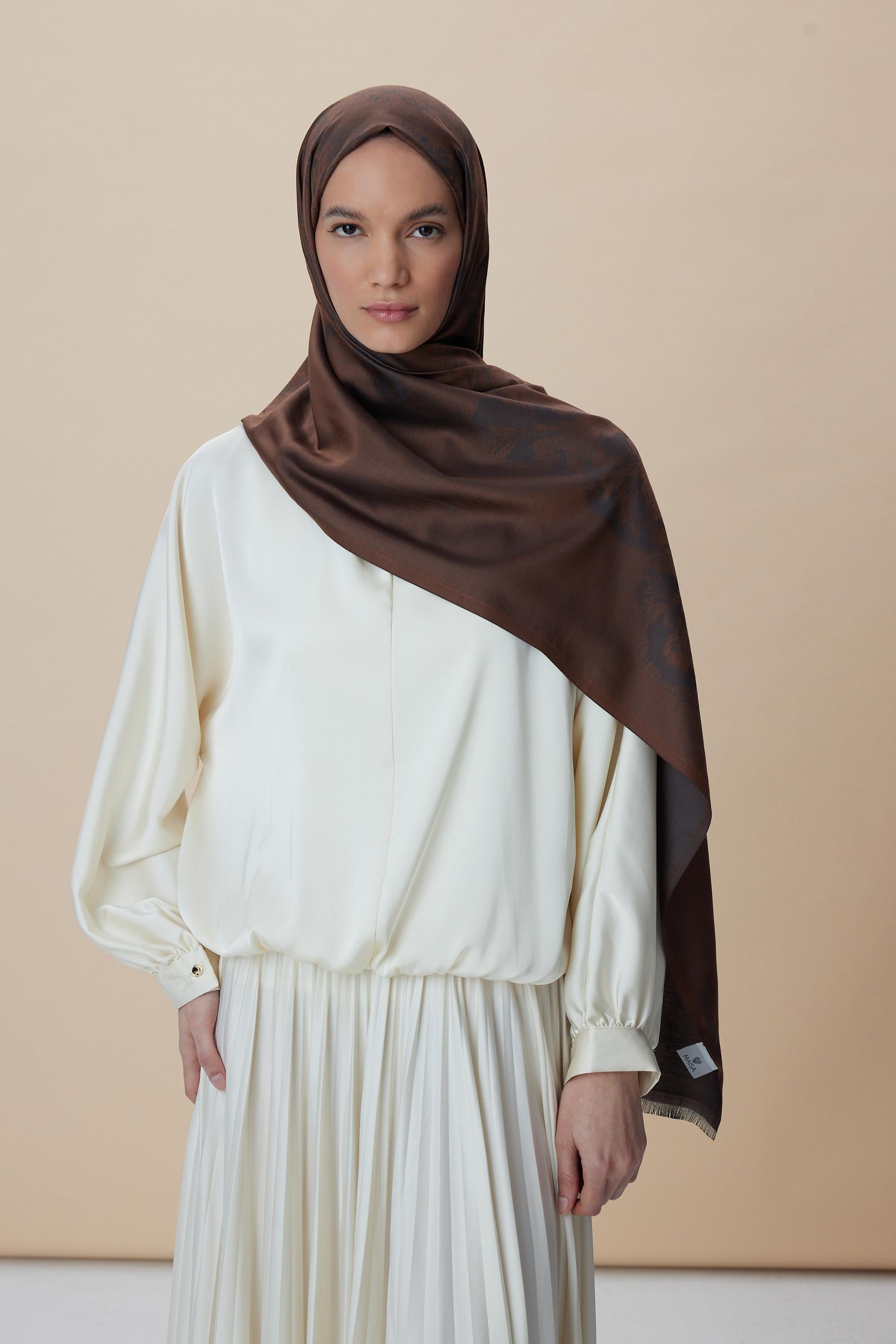 JADE JAKARLI MODAL İPEK ŞAL 70*200 CM - BAKIR