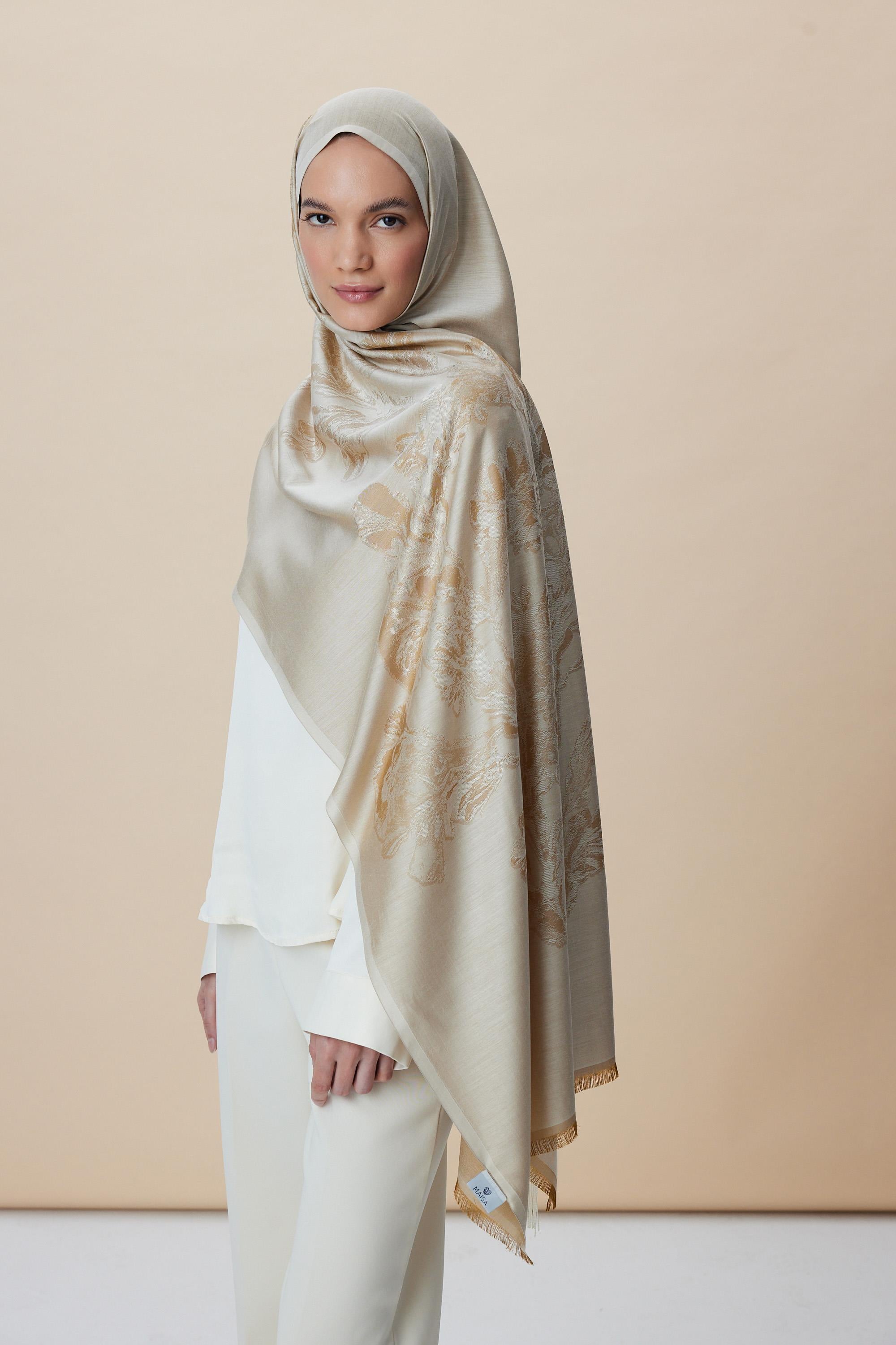 JADE JAKARLI MODAL İPEK ŞAL 70*200 CM - BEJ