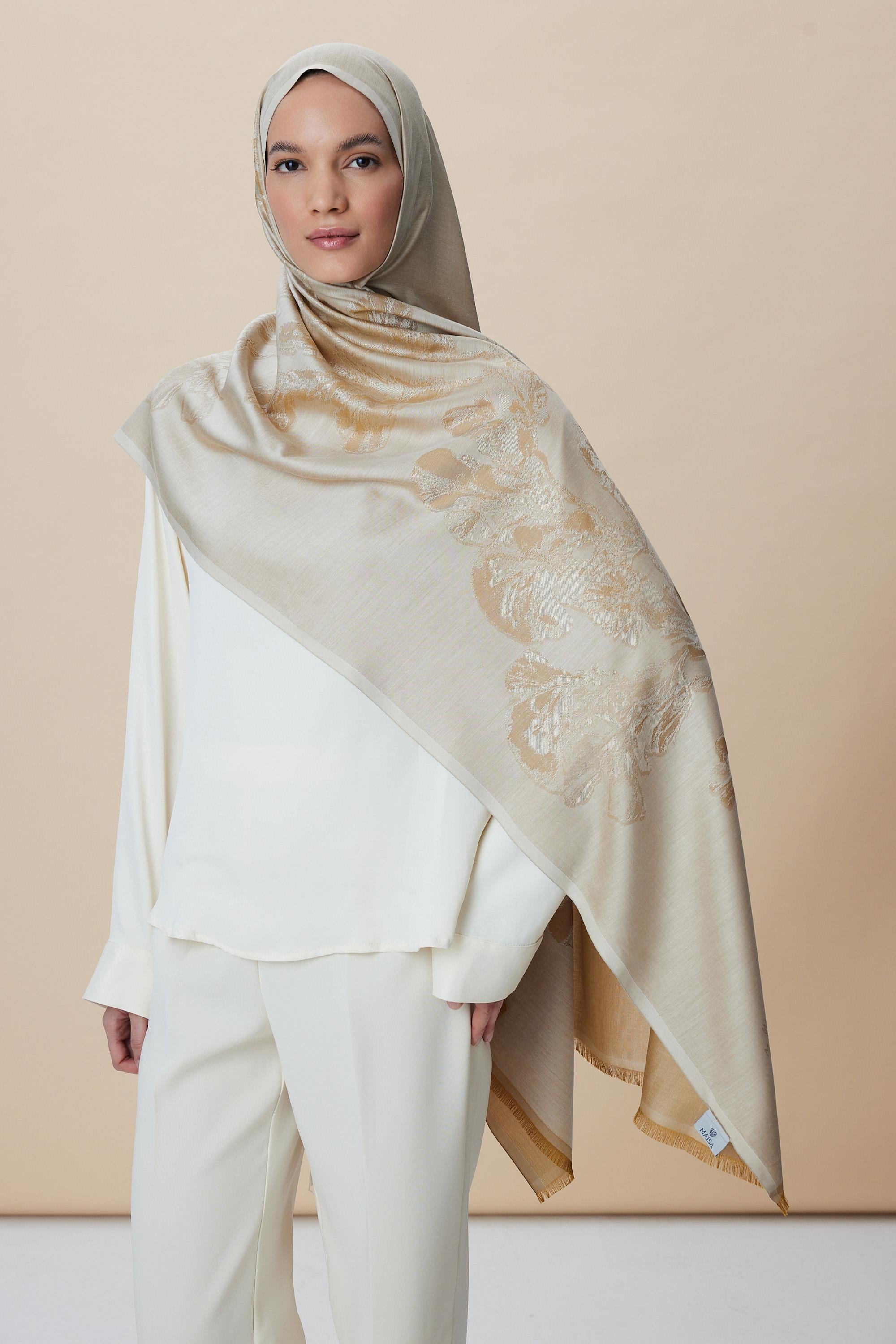 JADE JAKARLI MODAL İPEK ŞAL 70*200 CM - BEJ
