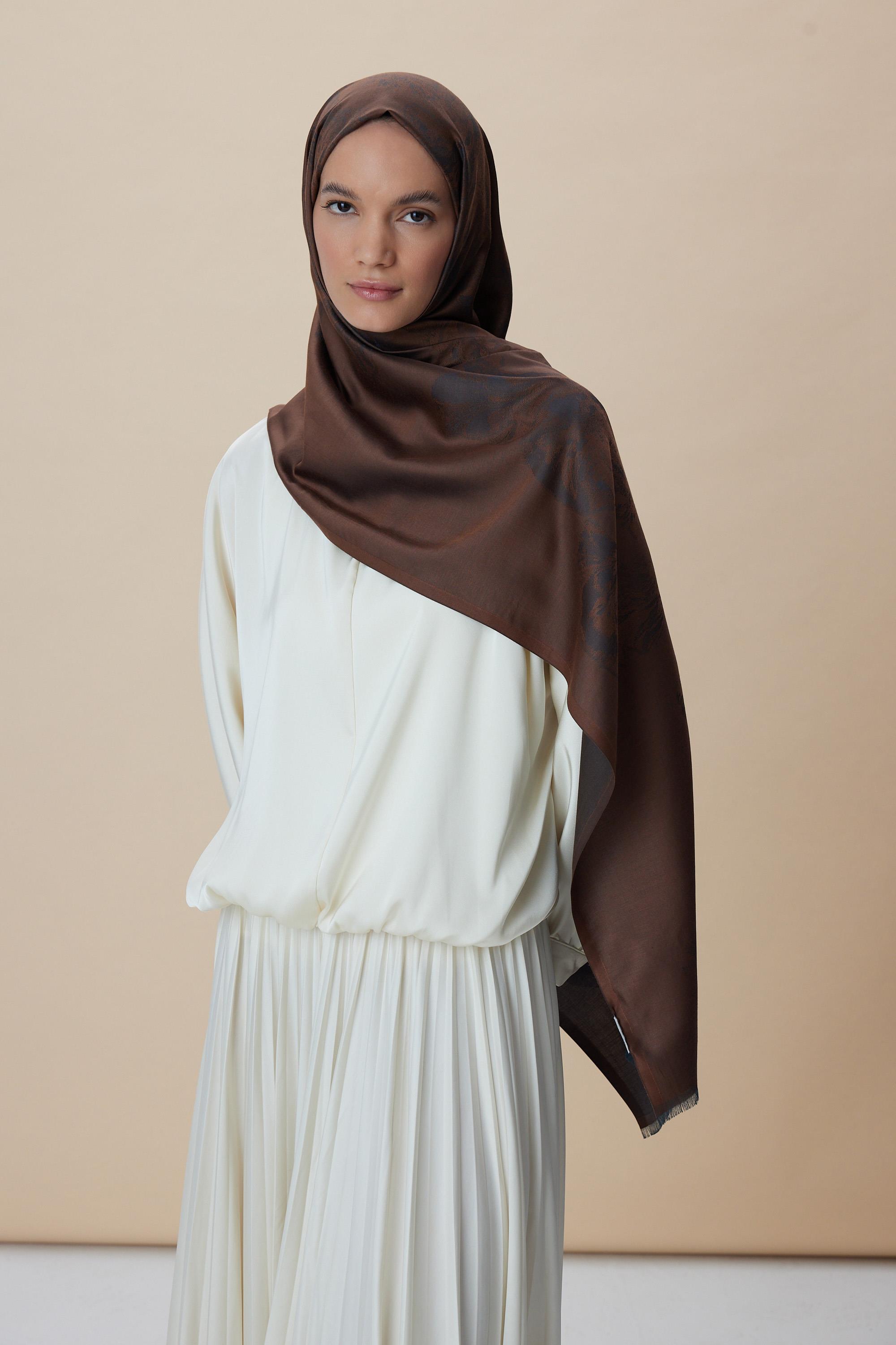 JADE JAKARLI MODAL İPEK ŞAL 70*200 CM - BAKIR