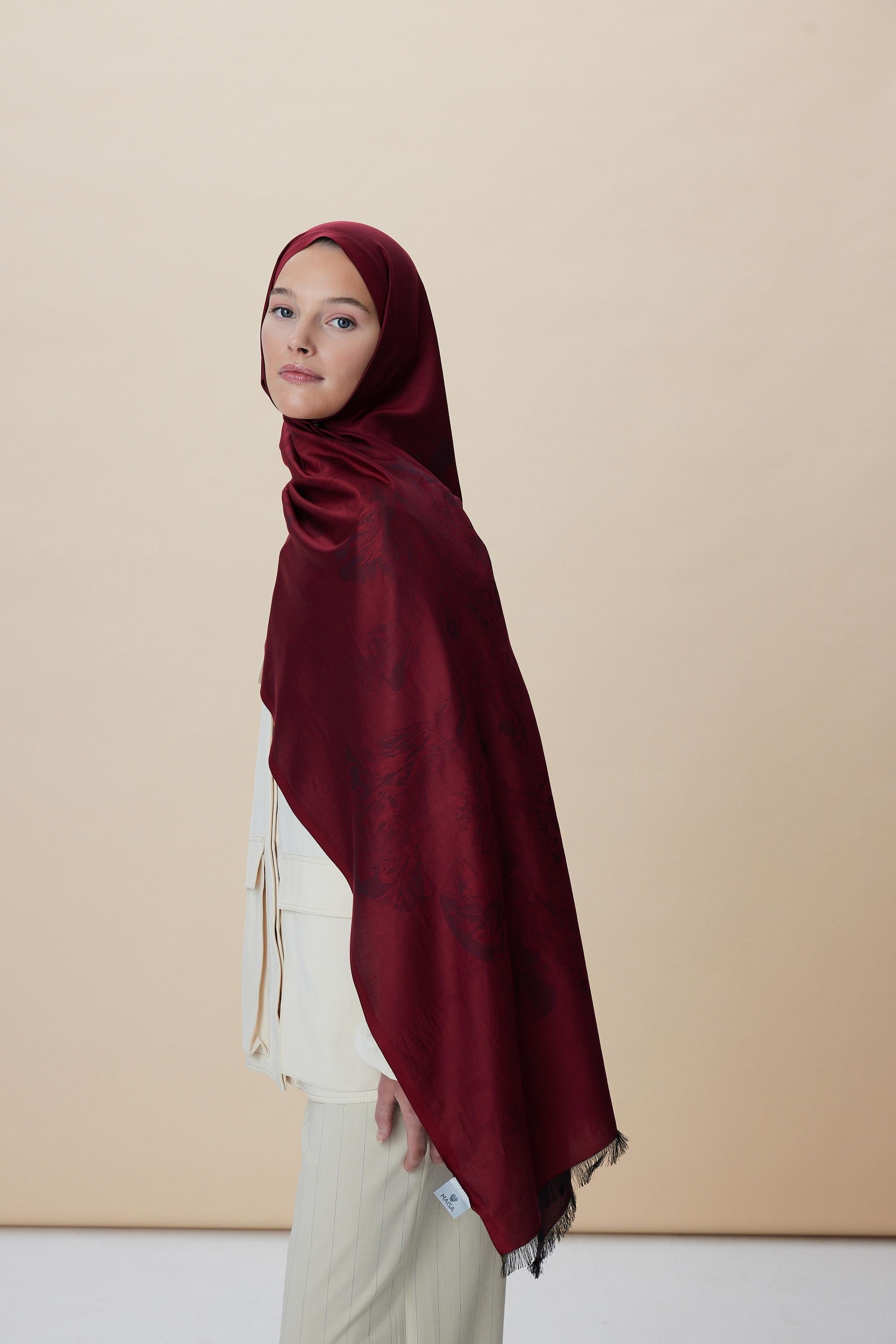 JADE JAKARLI MODAL İPEK ŞAL 70*200 CM - BORDO