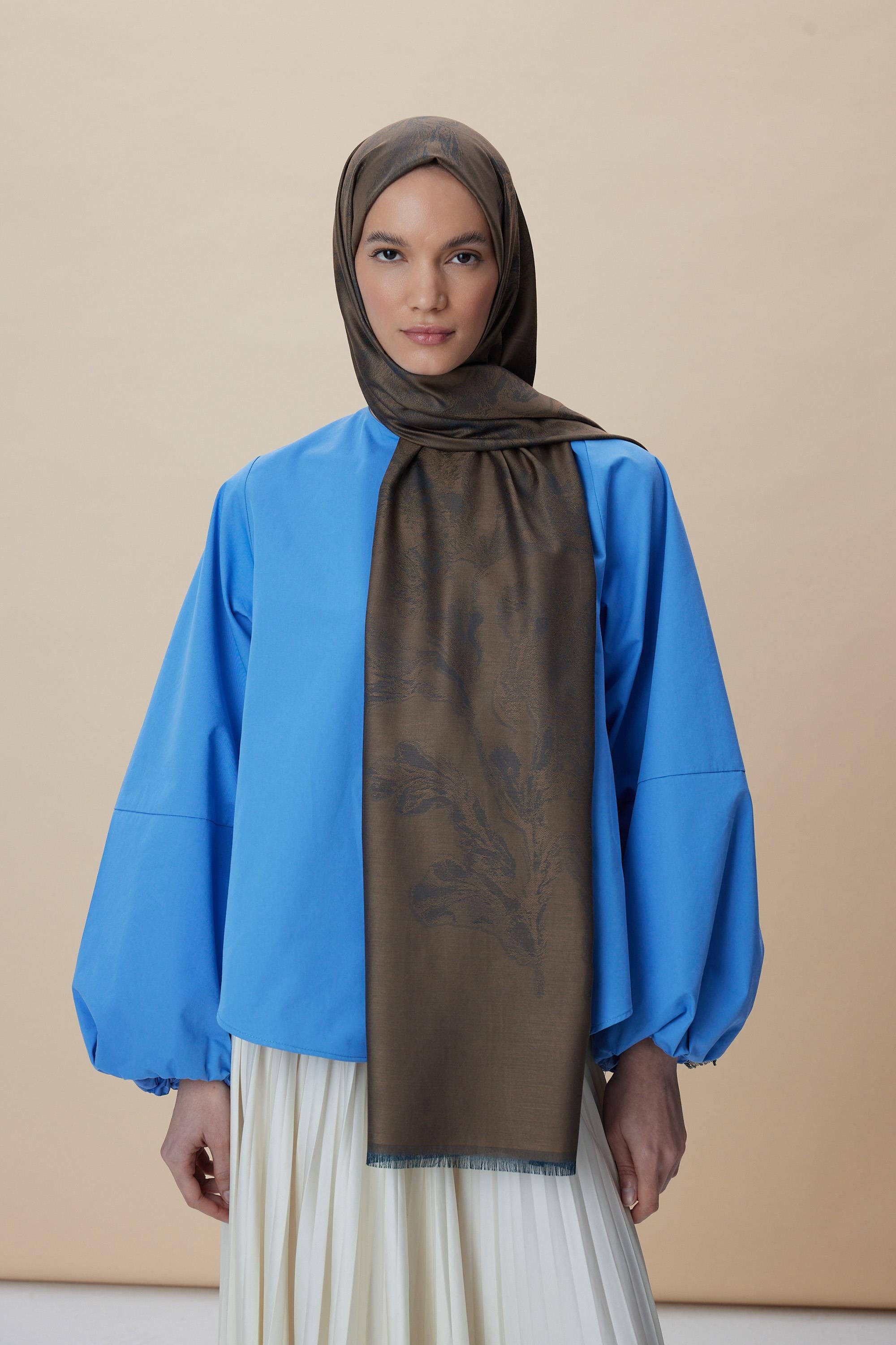 JADE JAKARLI MODAL İPEK ŞAL 70*200 CM - KAHVERENGİ