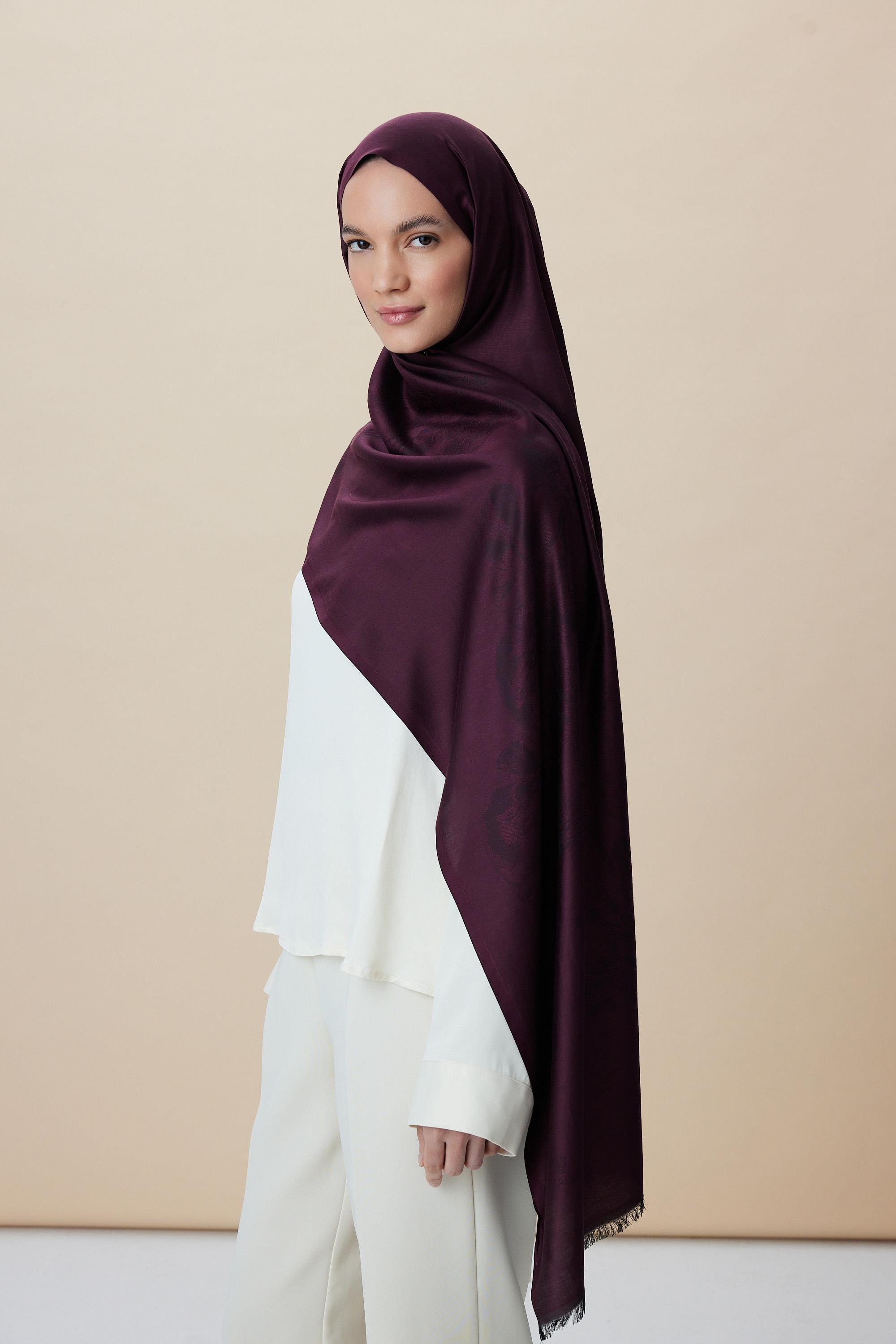 JADE JAKARLI MODAL İPEK ŞAL 70*200 CM - MÜRDÜM