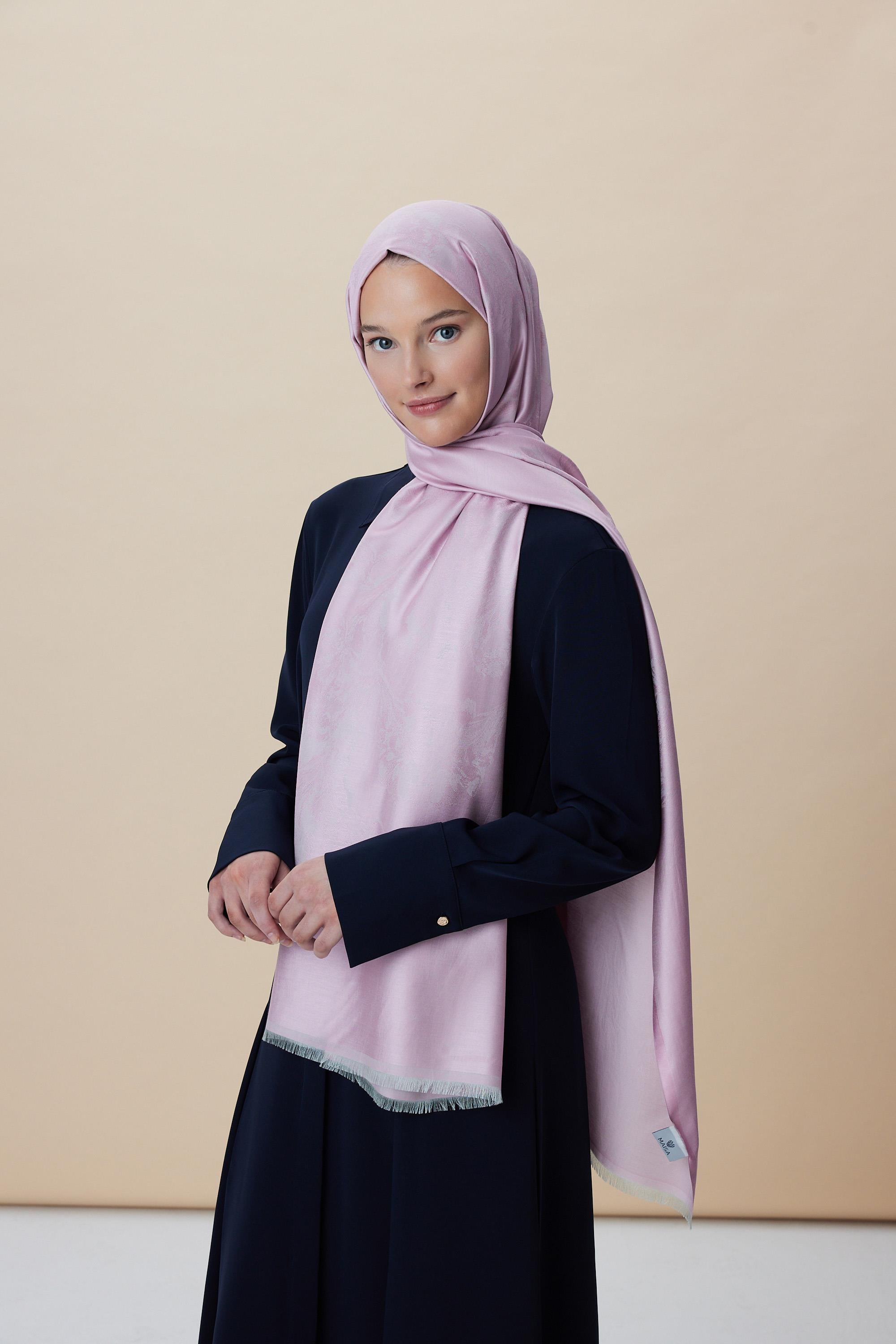 JADE JAKARLI MODAL İPEK ŞAL 70*200 CM - PEMBE