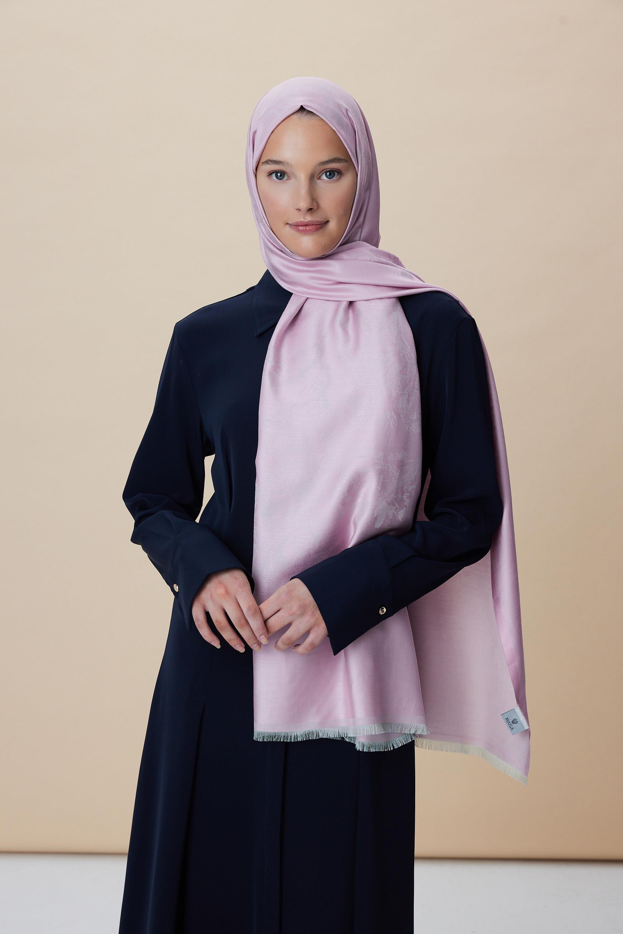 JADE JAKARLI MODAL İPEK ŞAL 70*200 CM - PEMBE