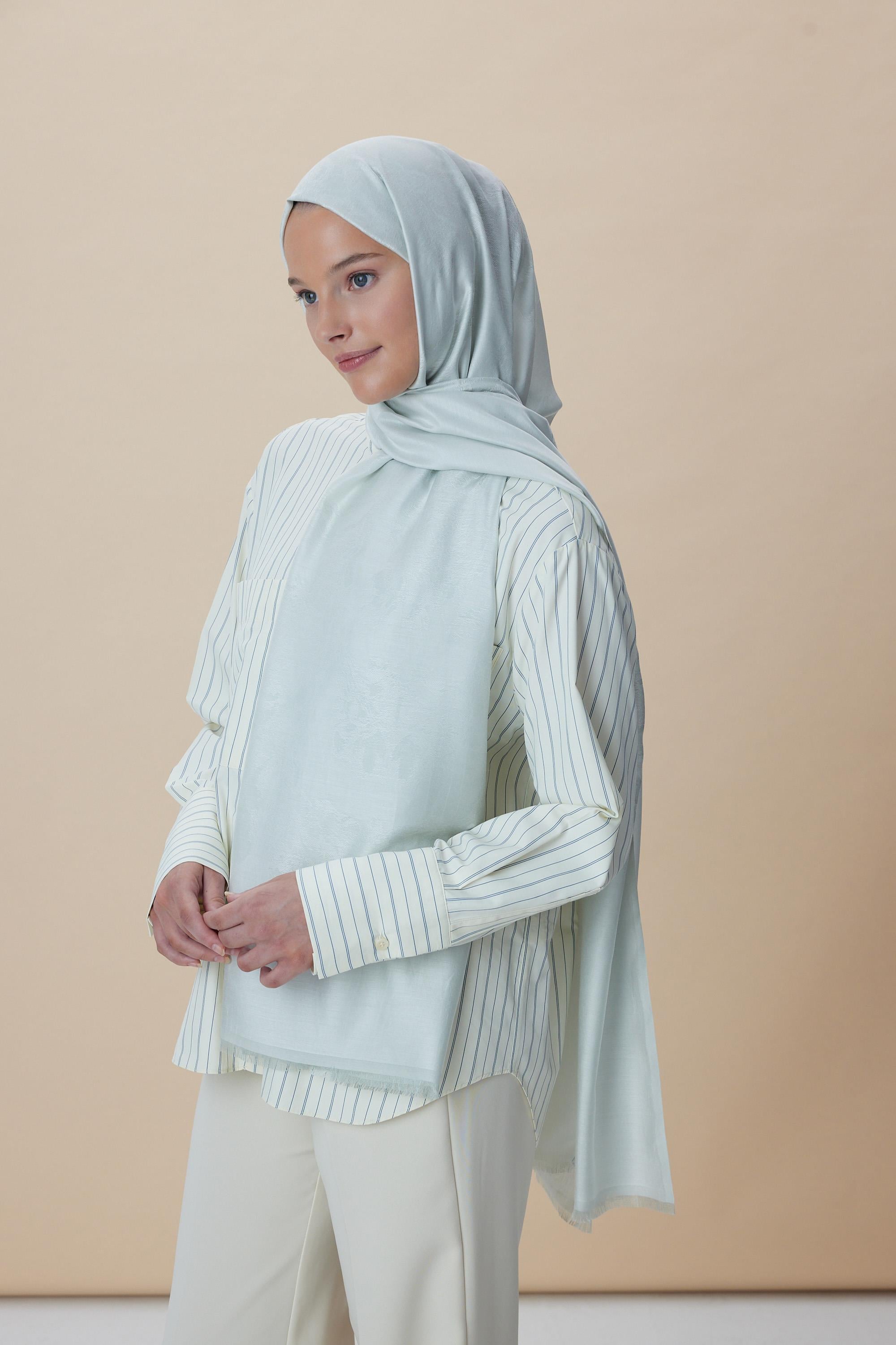 JADE JAKARLI MODAL İPEK ŞAL 70*200 CM - SU MAVİSİ