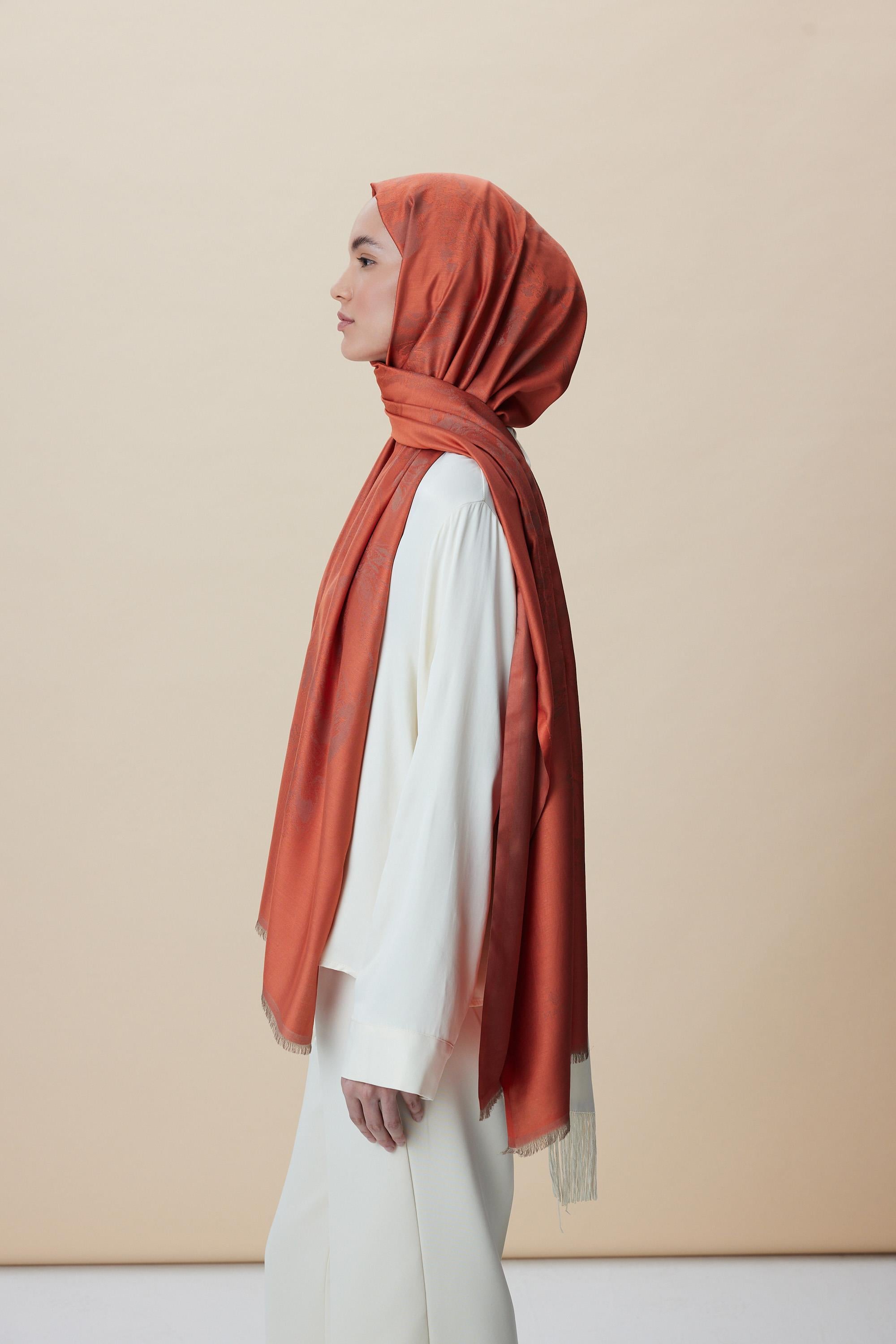 JADE JAKARLI MODAL İPEK ŞAL 70*200 CM - ŞEFTALİ