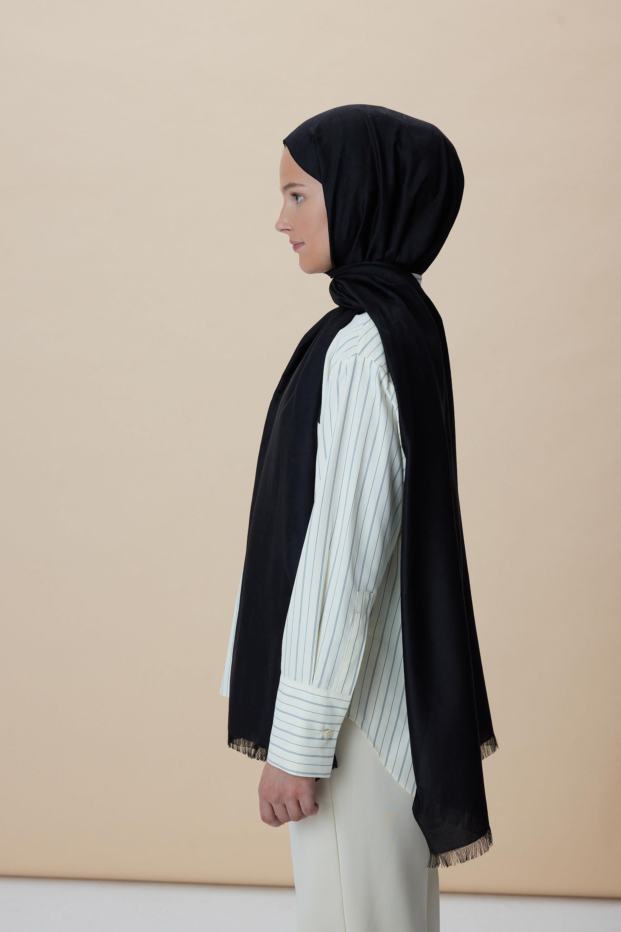 JADE JAKARLI MODAL İPEK ŞAL 70*200 CM - SİYAH