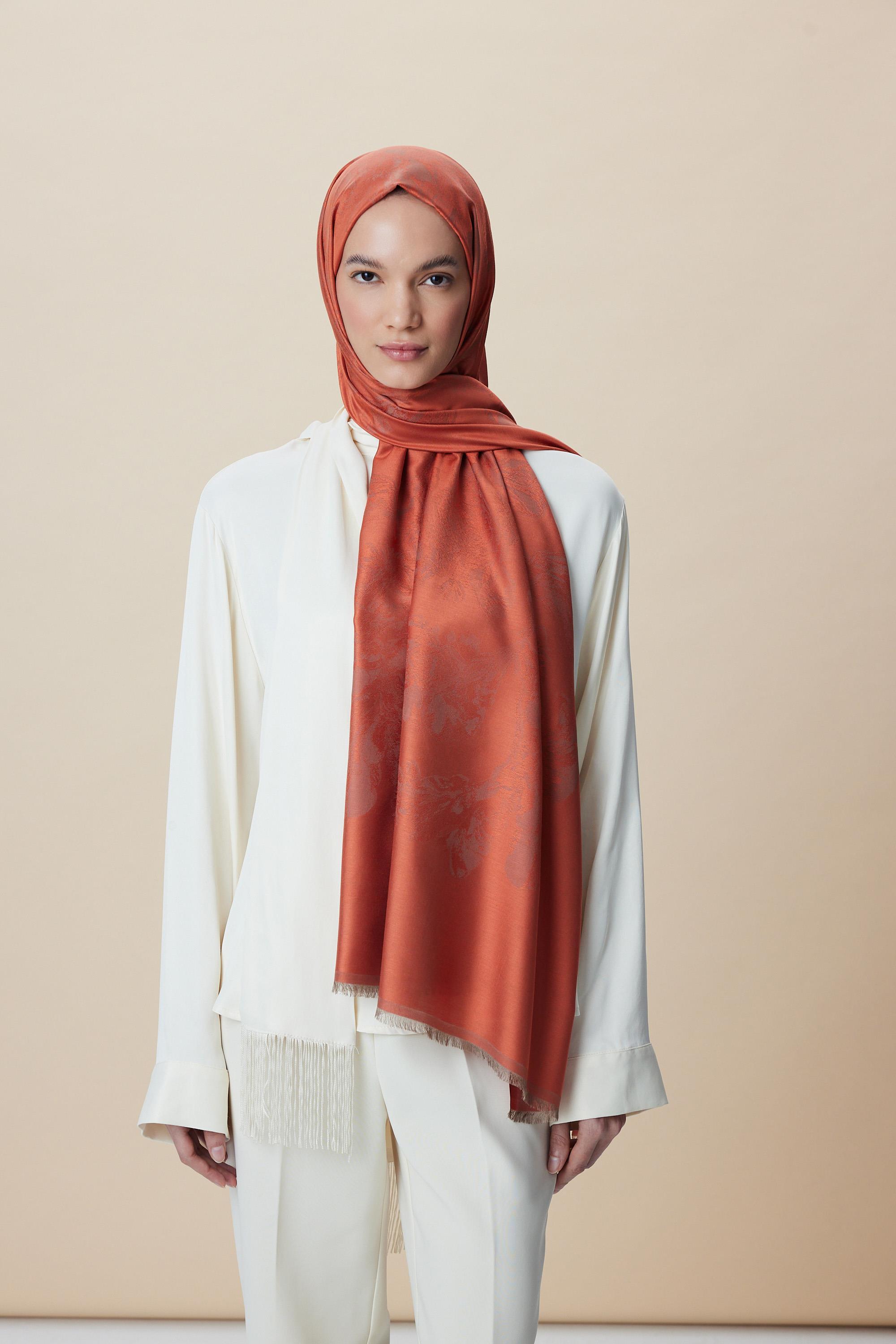 JADE JAKARLI MODAL İPEK ŞAL 70*200 CM - ŞEFTALİ