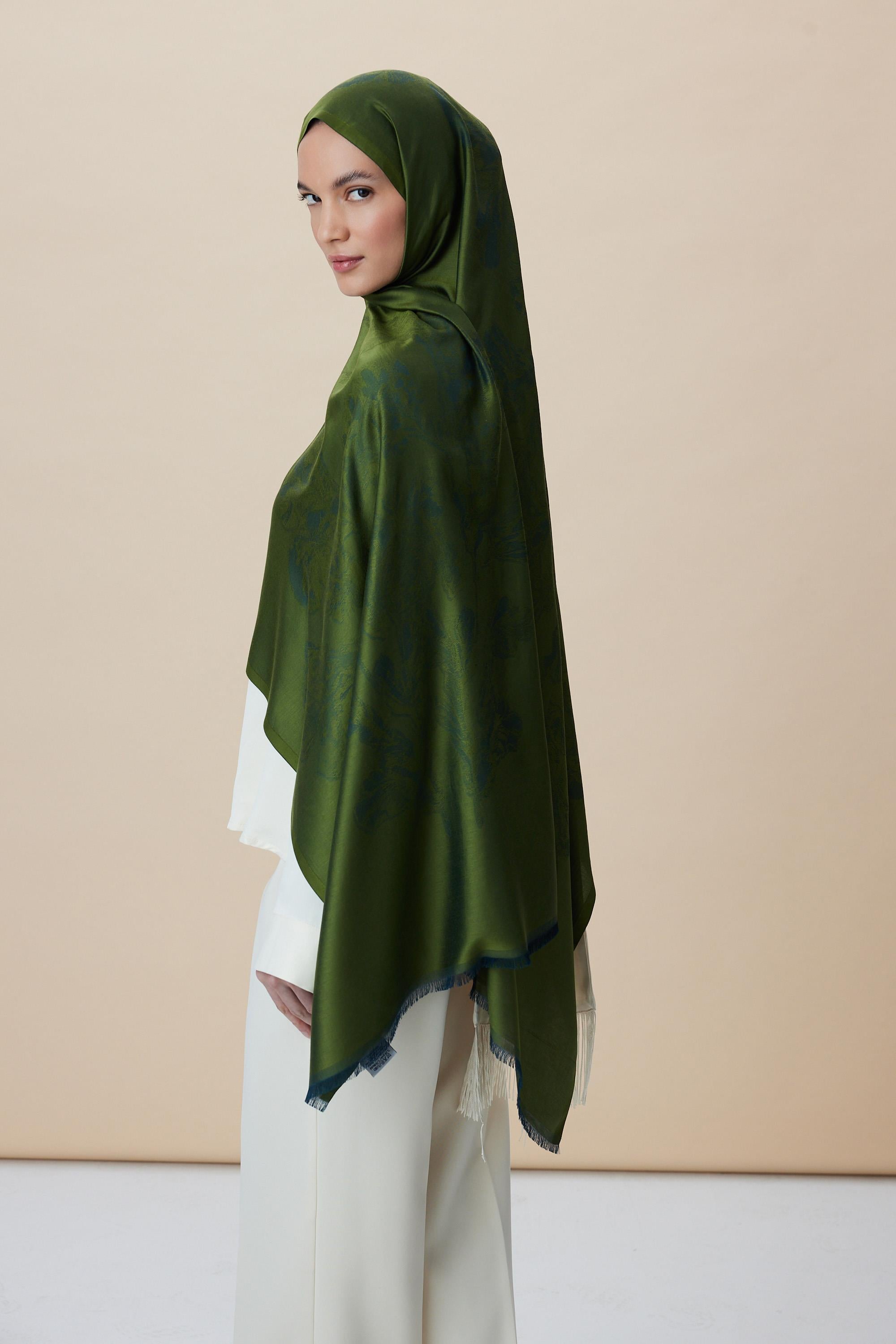 JADE JAKARLI MODAL İPEK ŞAL 70*200 CM - YEŞİL