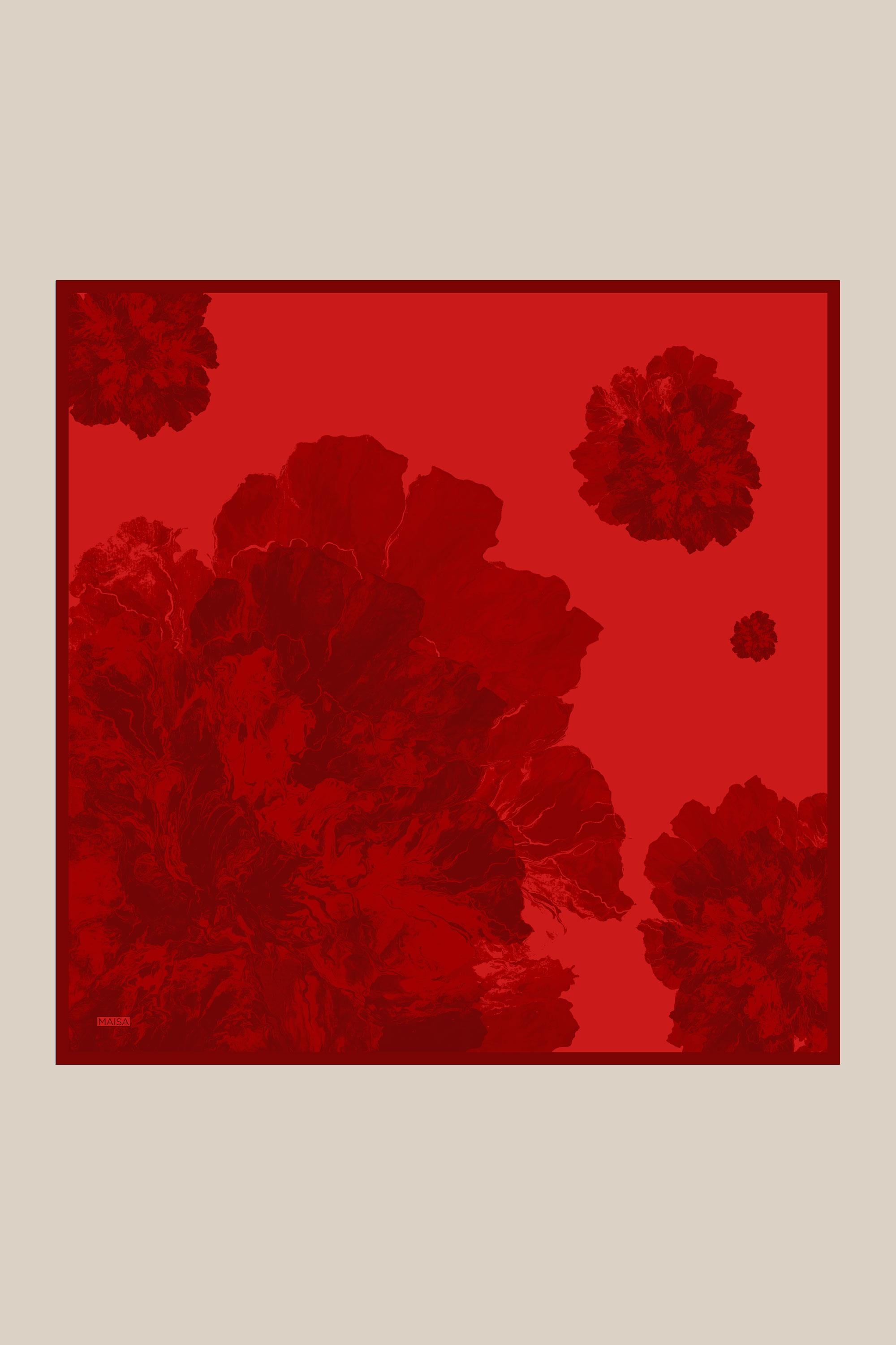 KATRE TİVİL İPEK EŞARP 90*90 CM - KIRMIZI