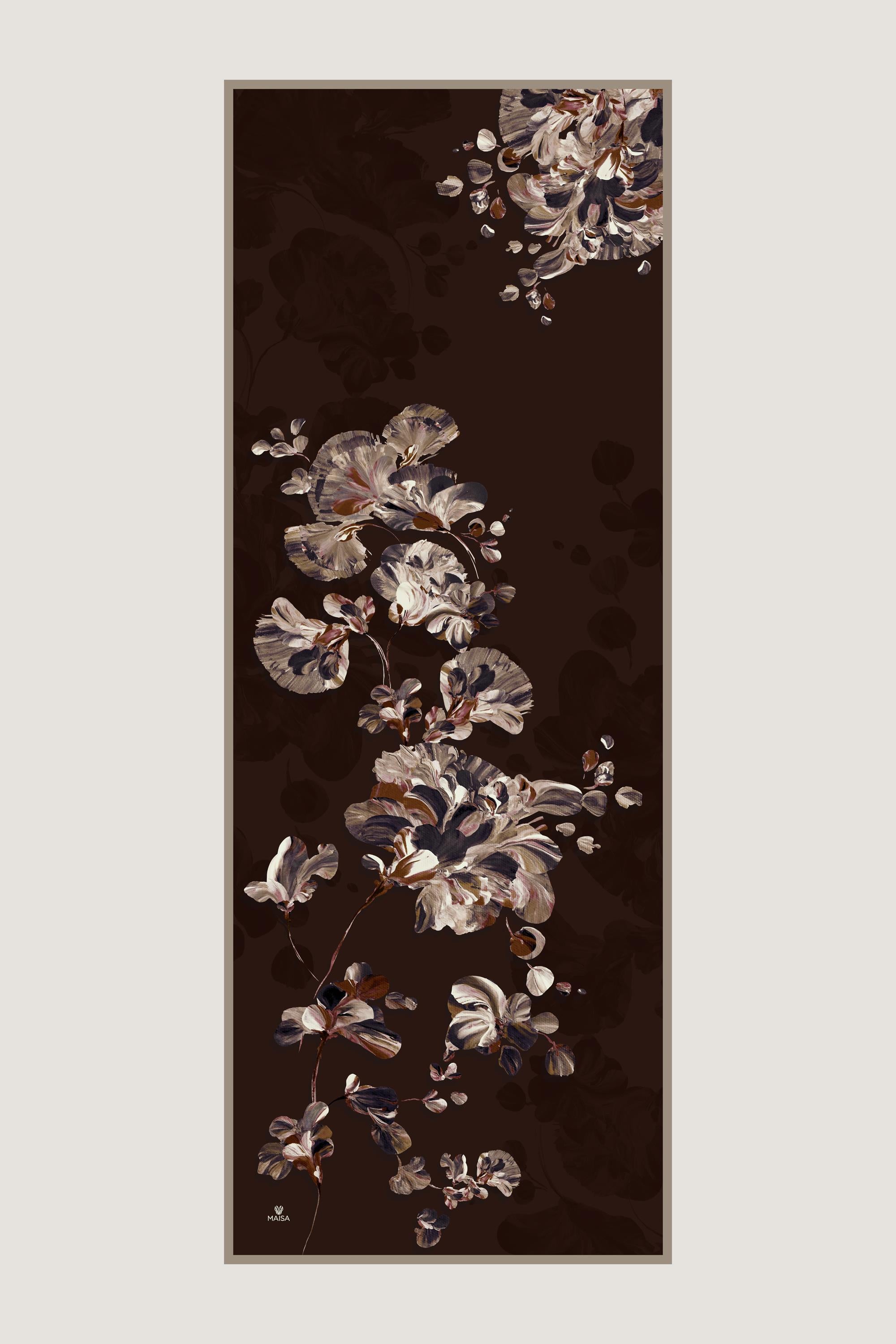 KEHRİBAR KREP İPEK ŞAL 70*190 CM - KAHVERENGİ