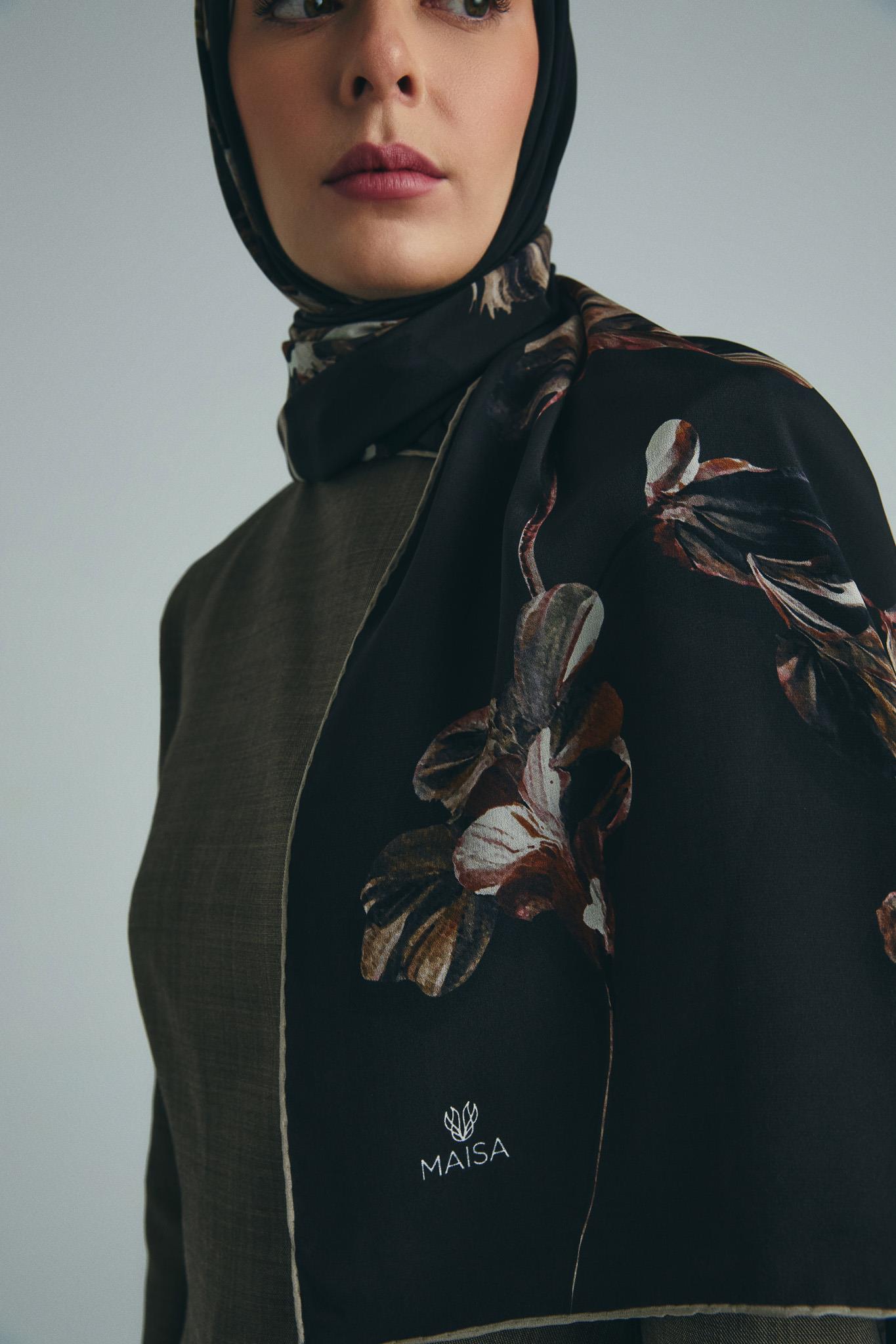 KEHRİBAR PAMUK İPEK ŞAL 70*190 CM - KAHVERENGİ
