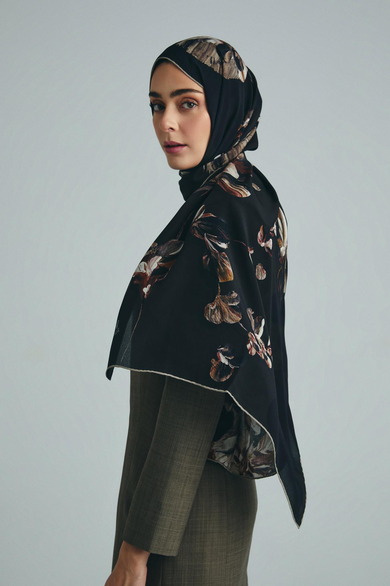 KEHRİBAR PAMUK İPEK ŞAL 70*190 CM - KAHVERENGİ