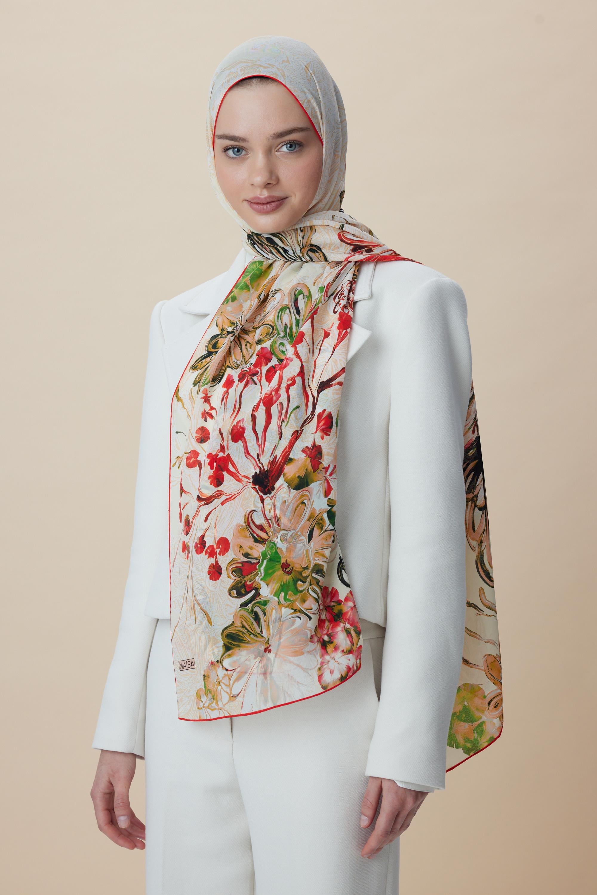 KORAL KREP İPEK ŞAL 70*190 CM - YEŞİL