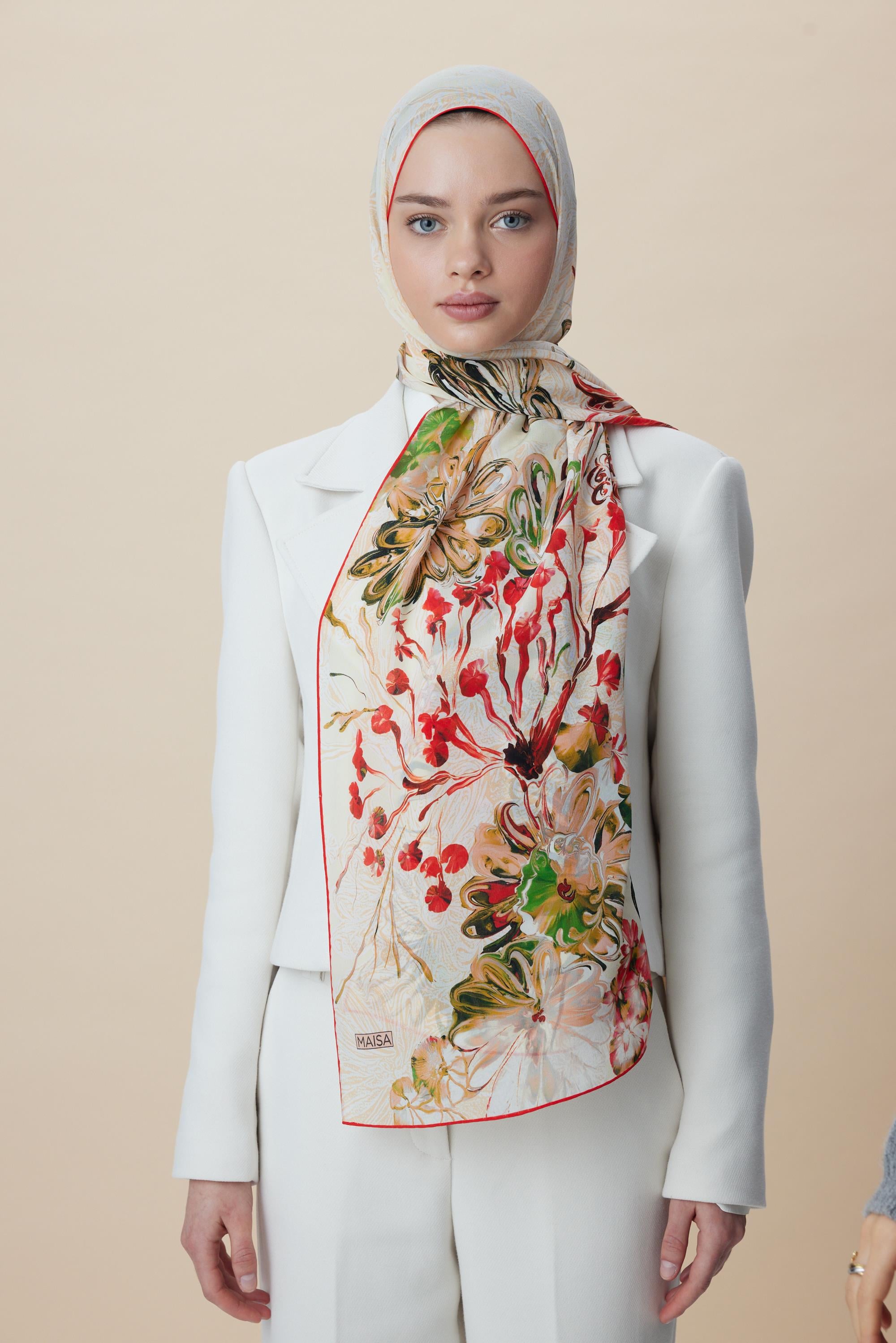 KORAL KREP İPEK ŞAL 70*190 CM - YEŞİL