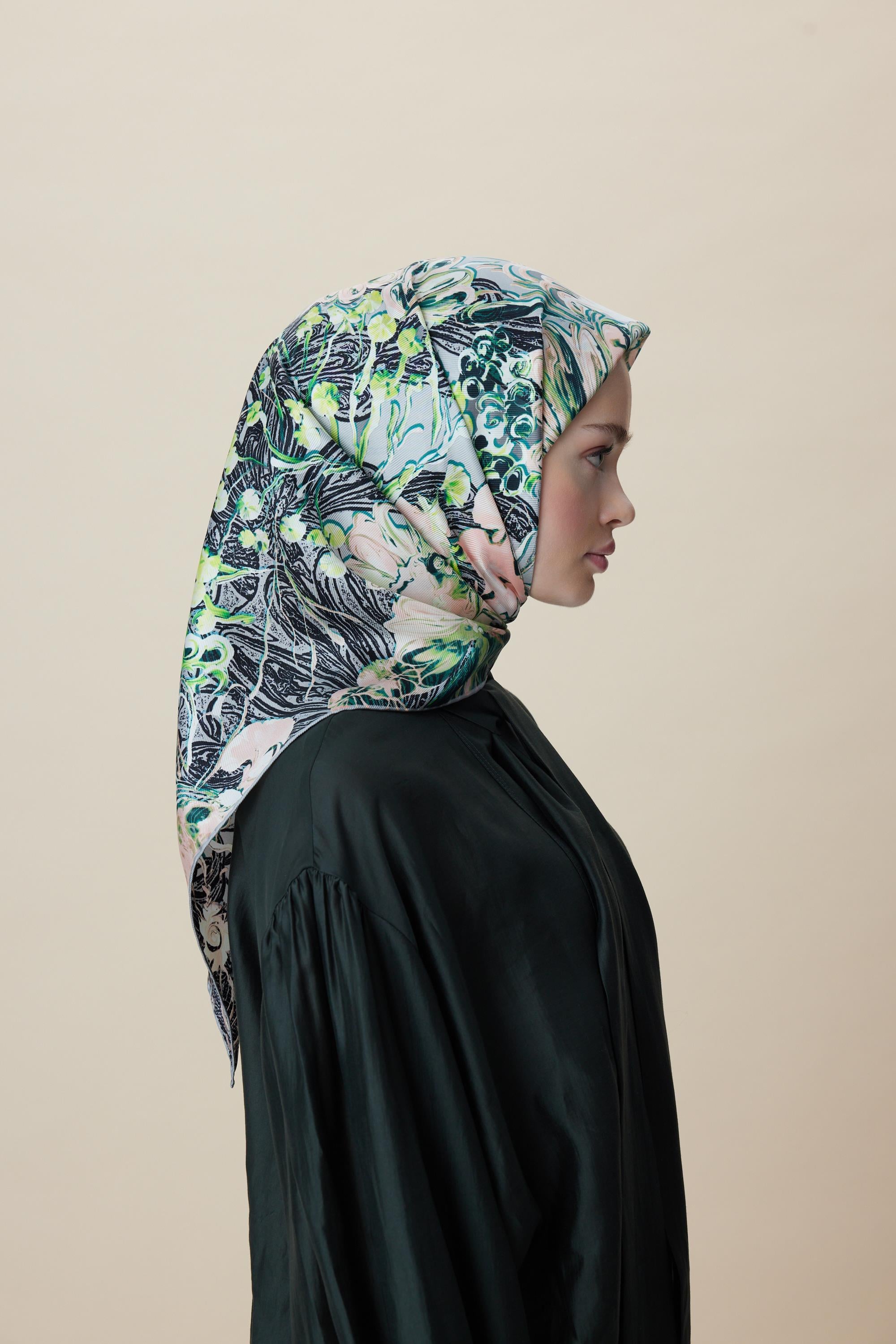 KORAL MULBERRY İPEK EŞARP 90*90 CM - GRİ