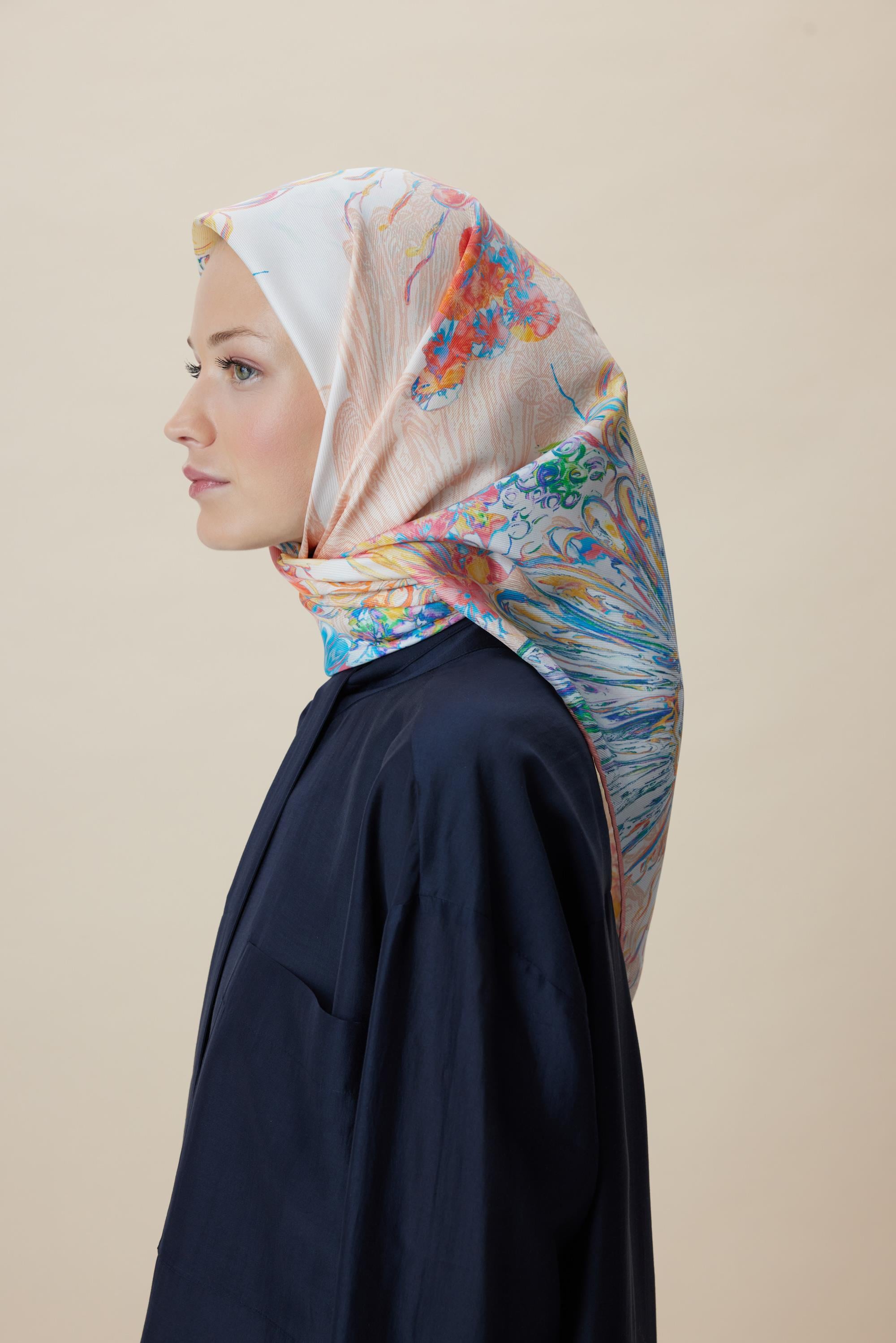 KORAL MULBERRY İPEK EŞARP 90*90 CM - PUDRA PEMBE